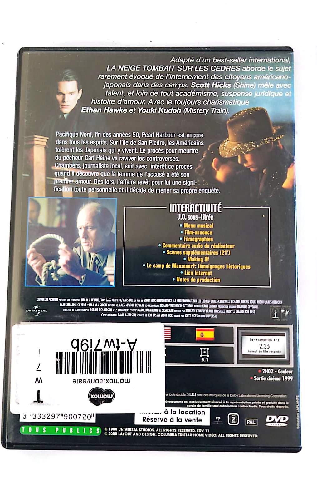 La Neige Tombait sur les Cèdres DVD – Ethan Hawke – Youki Kudoh – Drame – Romance – Thriller – Widescreen