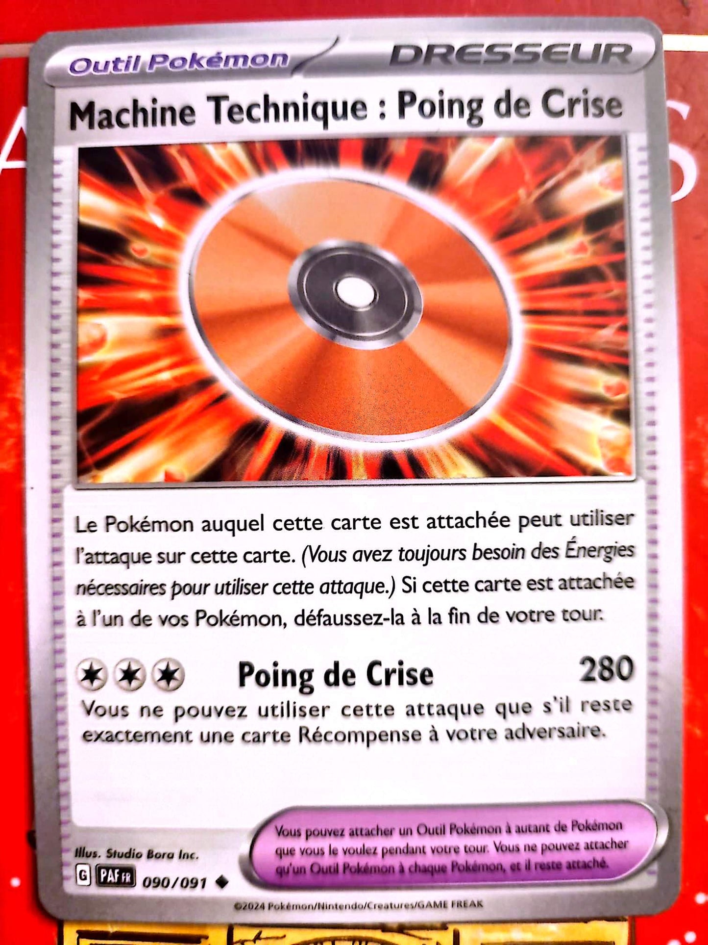 Carte Pokémon Dresseur Outil Machine Technique Poing de Crise 090/091 – Version française – Carte à l’unité