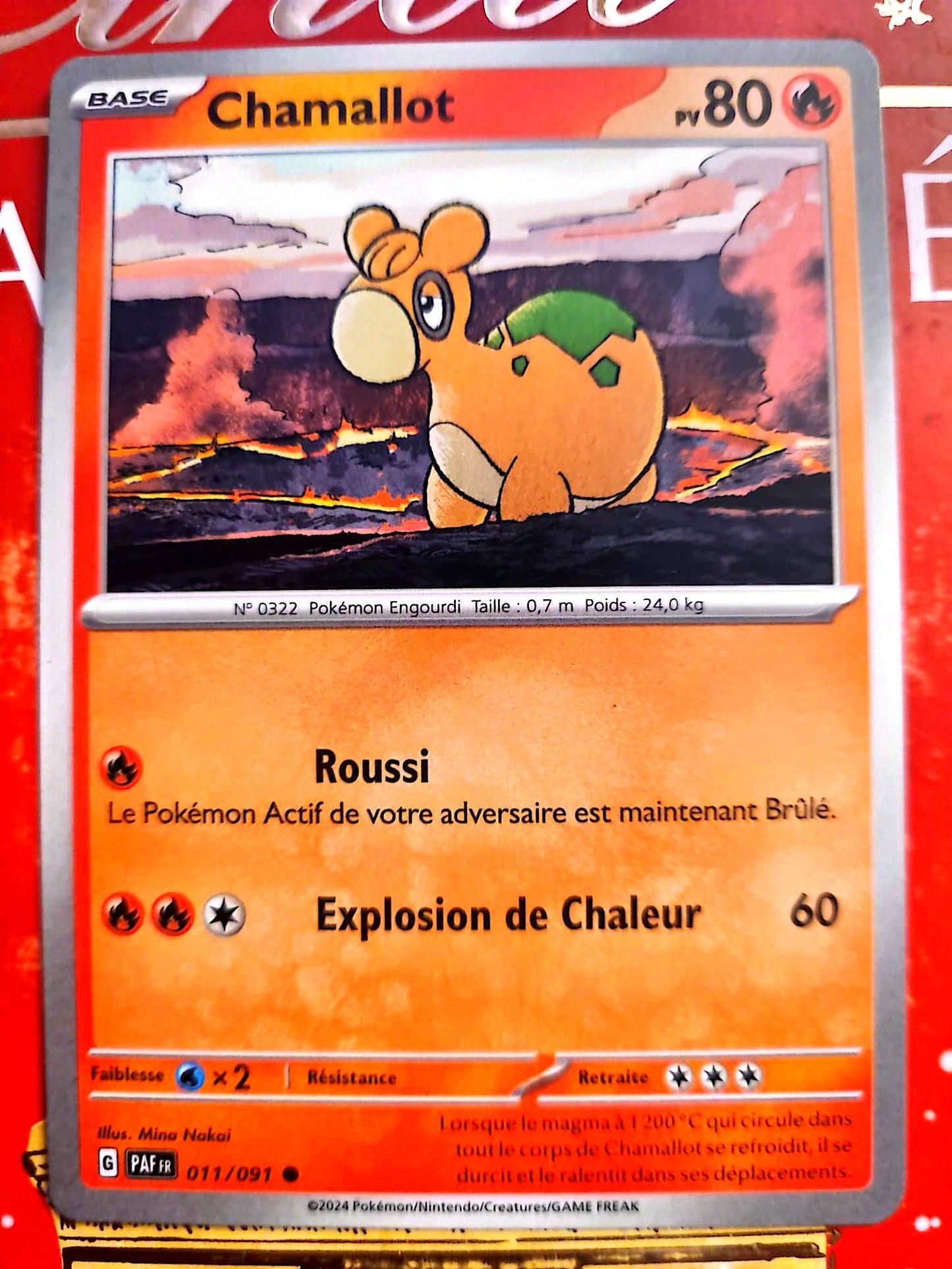 Carte Pokémon Chamallot 011/091 – PV 80 – Pokémon Feu – Version française – Carte à l’unité