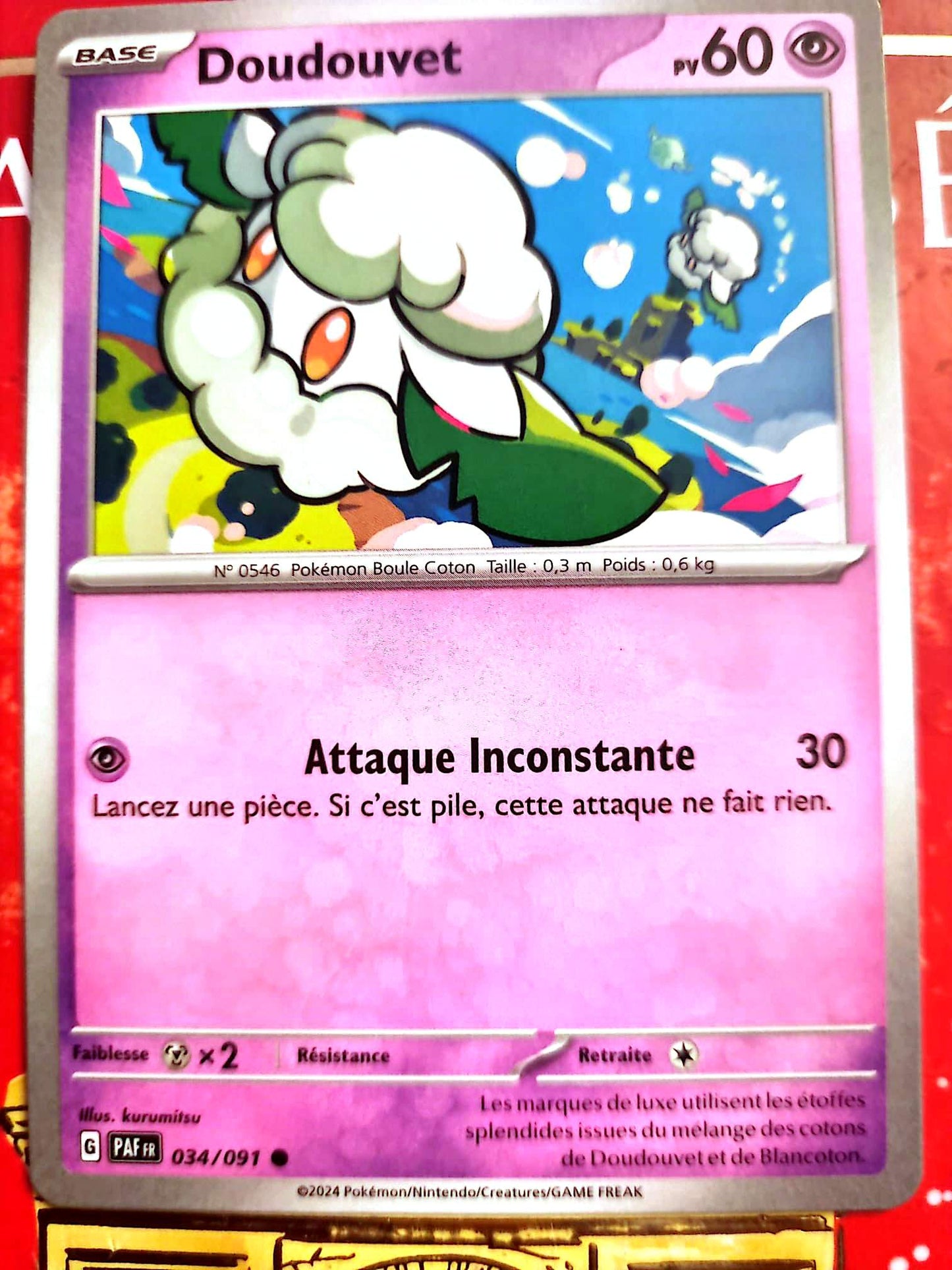 Carte Pokémon Doudouvet 034/091 – Pokémon Boule Coton – Carte Officielle Française