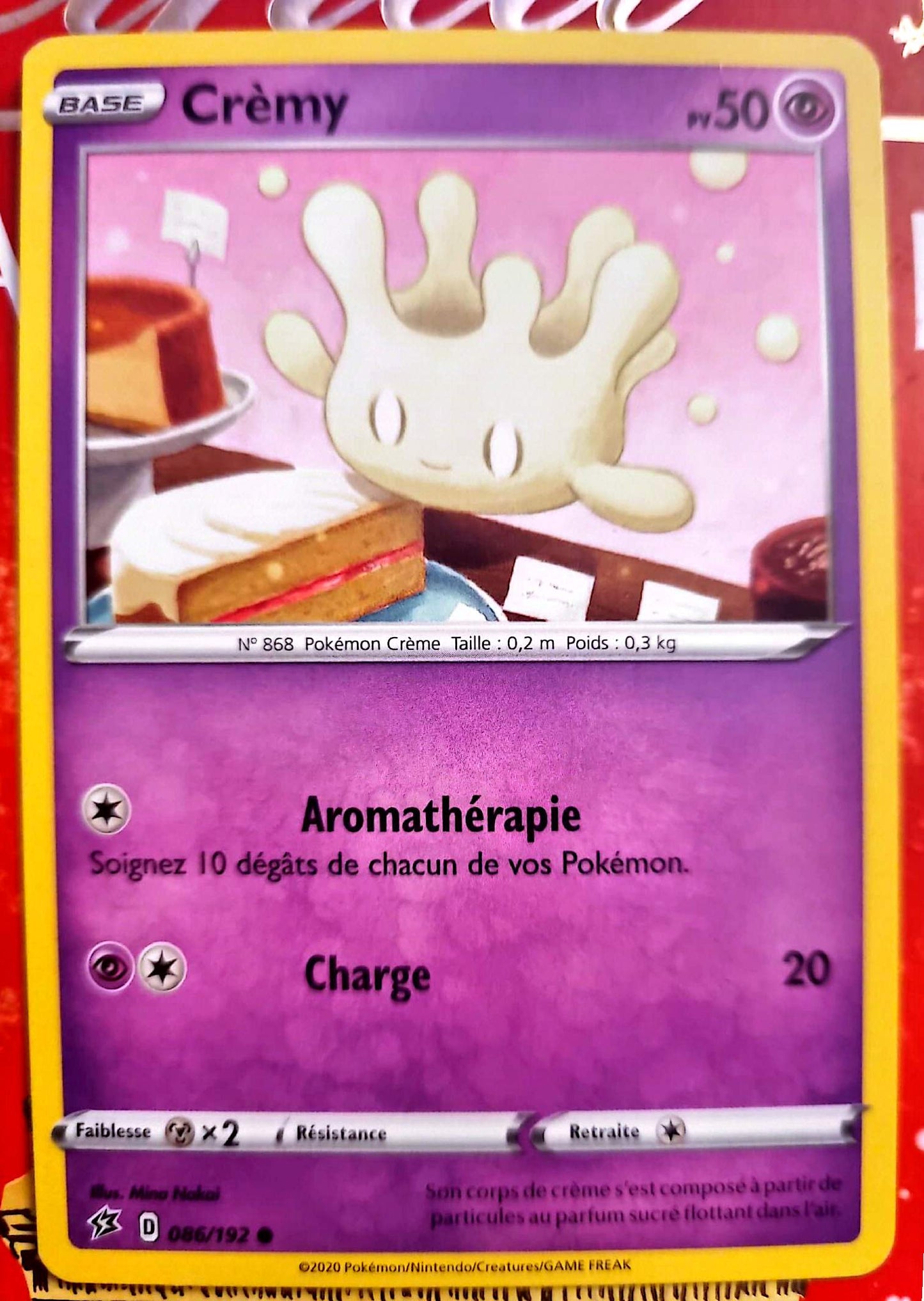 Carte Pokémon Crèmy 086/192 – PV 50 – Pokémon Psy – Version française – Carte à l’unité