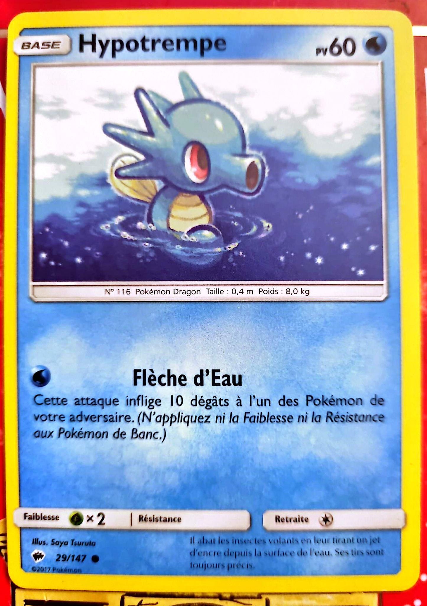 Carte Pokémon Hypotrempe 29/147 – PV 60 – Pokémon Eau – Version française – Carte à l’unité