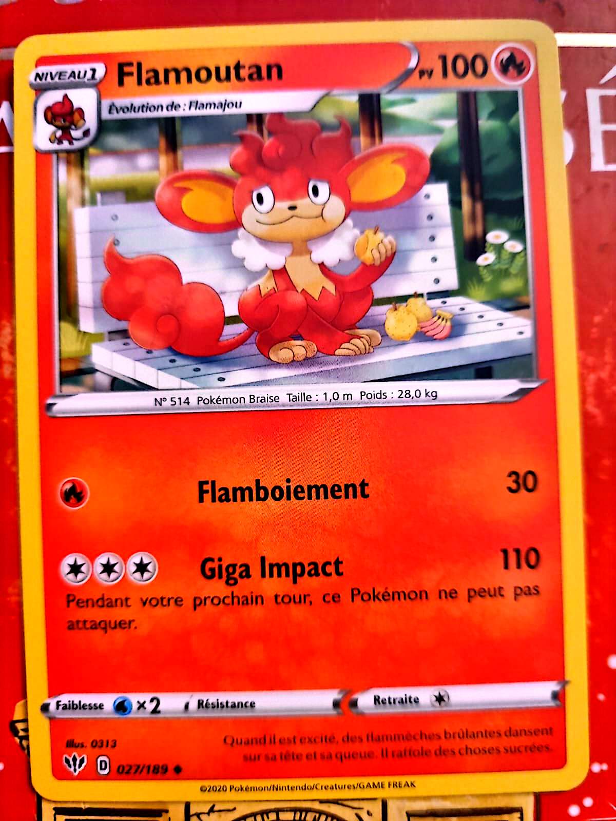 Carte Pokémon Flamoutan 027/189 – Version française – Carte à l’unité