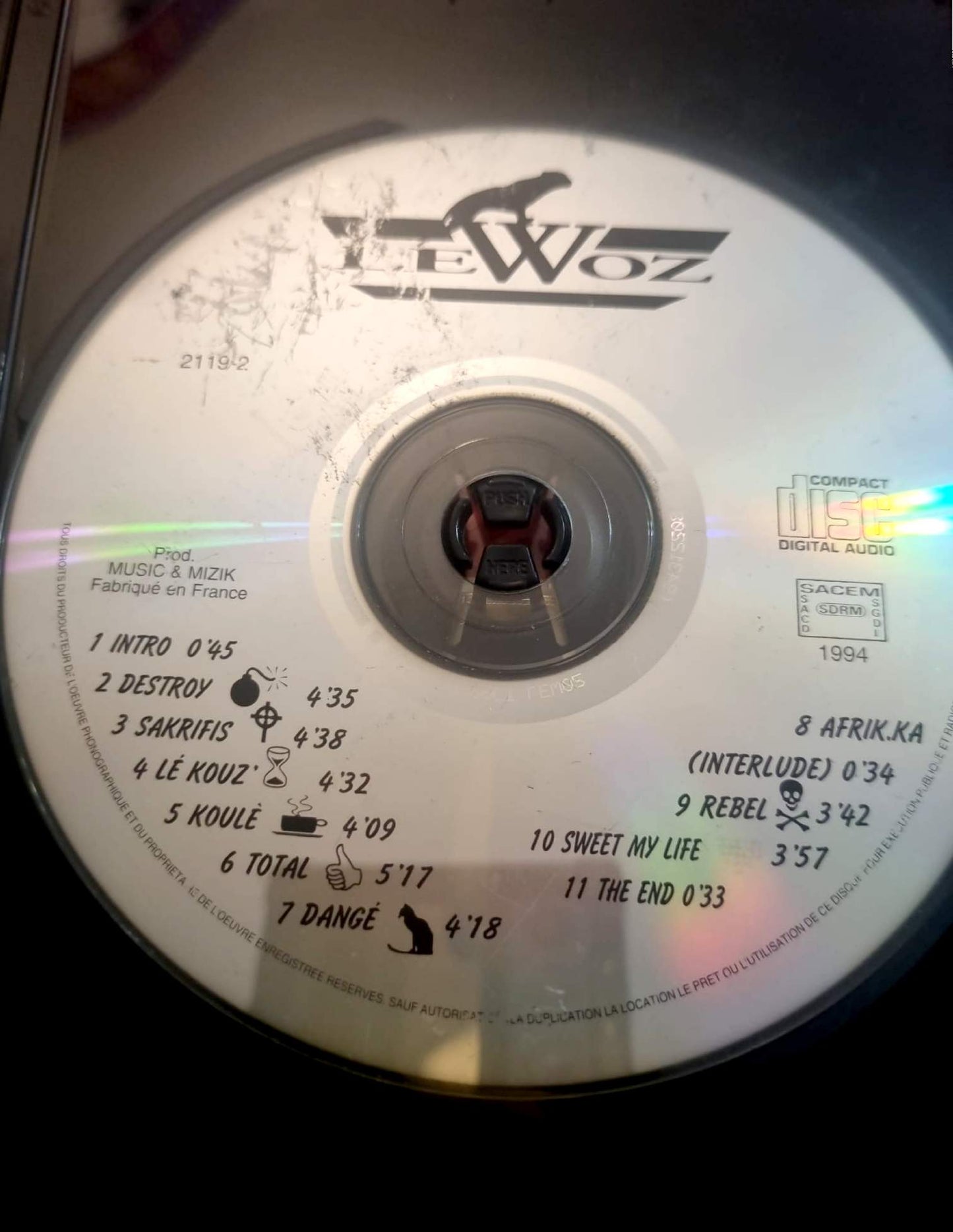 Le Woz – Album CD Audio Rap Français 1994 – Disque seul – Fonctionnel – Sans boîtier
