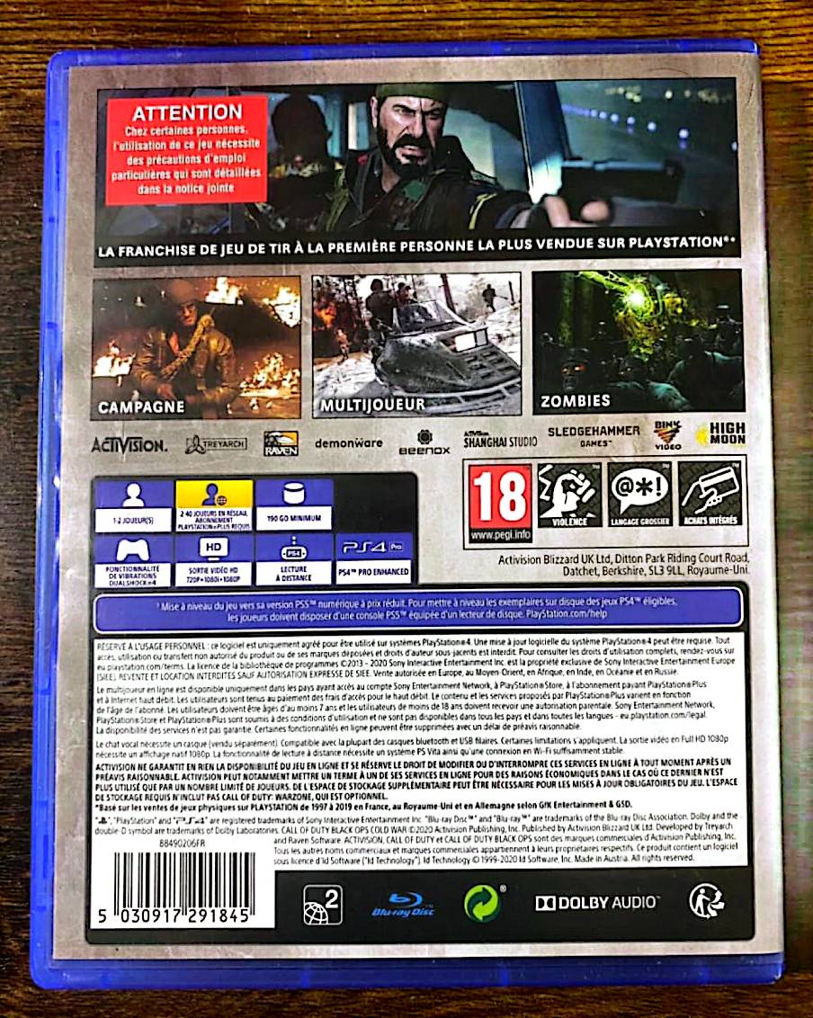 Jeu vidéo PS4 : call of duty black ops cold war ps4 (Call of Duty Black Ops Guerre froide PS4)