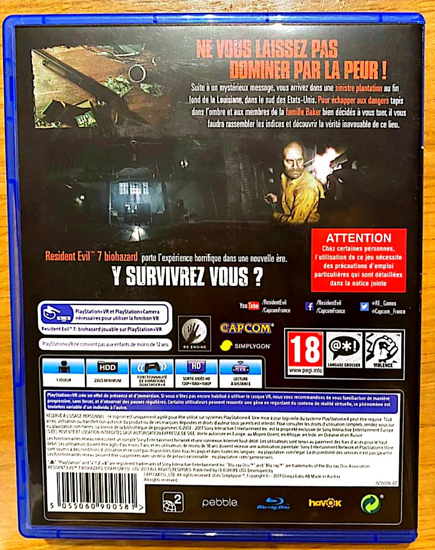 Jeu vidéo PS4 : résident evil biohazard (Jeu ps4 résident evil biohazard )