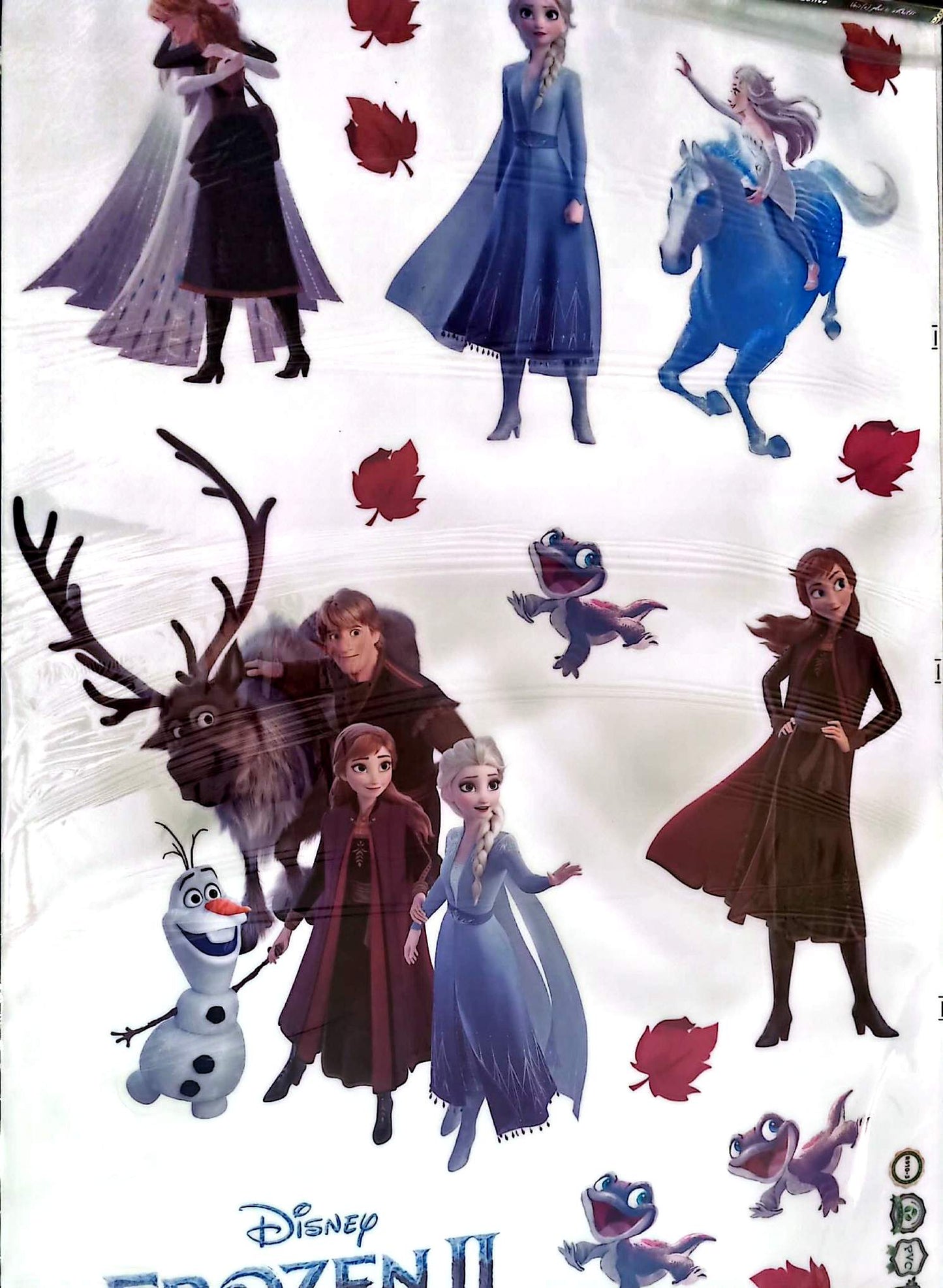 Planche de stickers muraux autocollants repositionnables La Reine des Neiges II – 7 personnages – Stickers de 10 à 33 cm – Décoration murale enfant – 90 x 60 cm