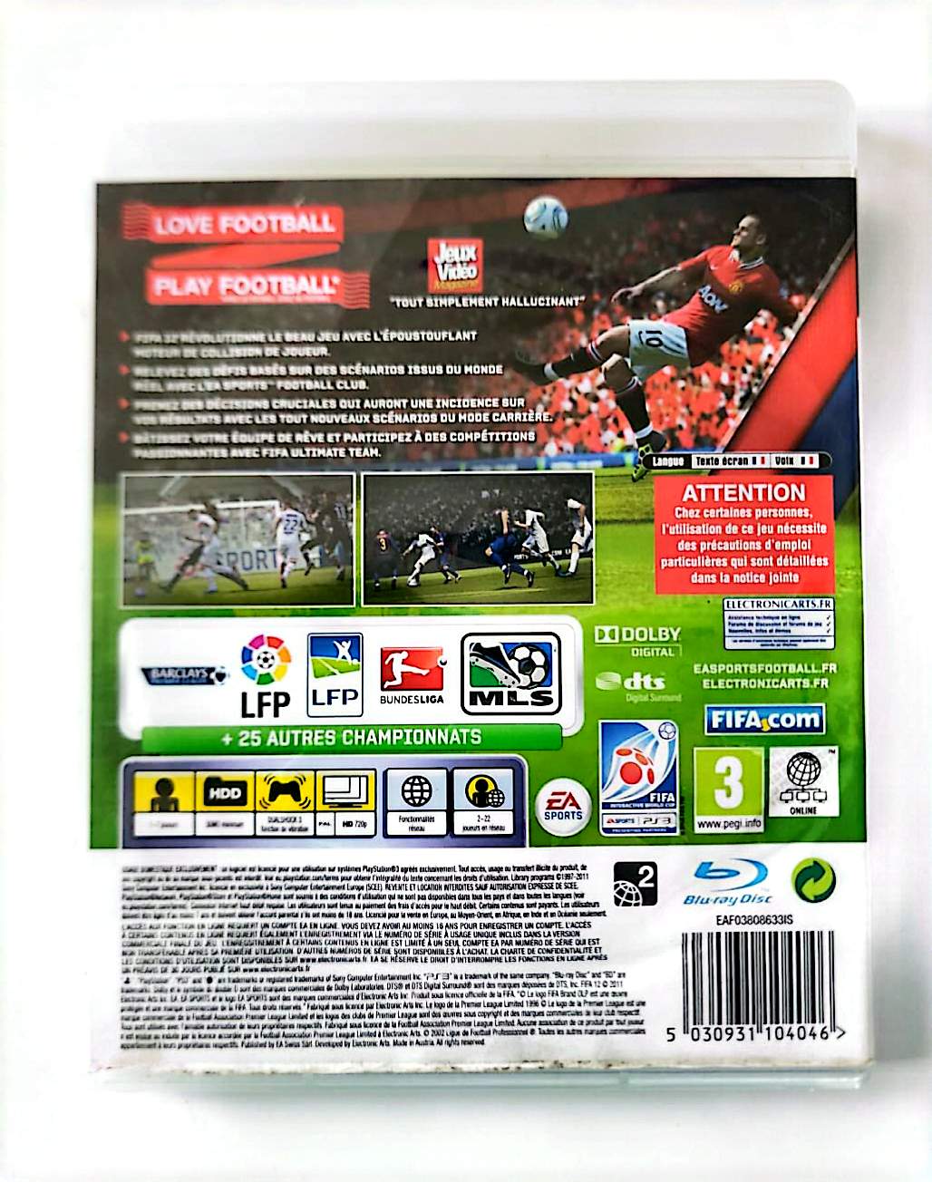 FIFA 12 PS3 PlayStation 3 Jeu Vidéo Football Karim Benzema Wayne Rooney Version Française