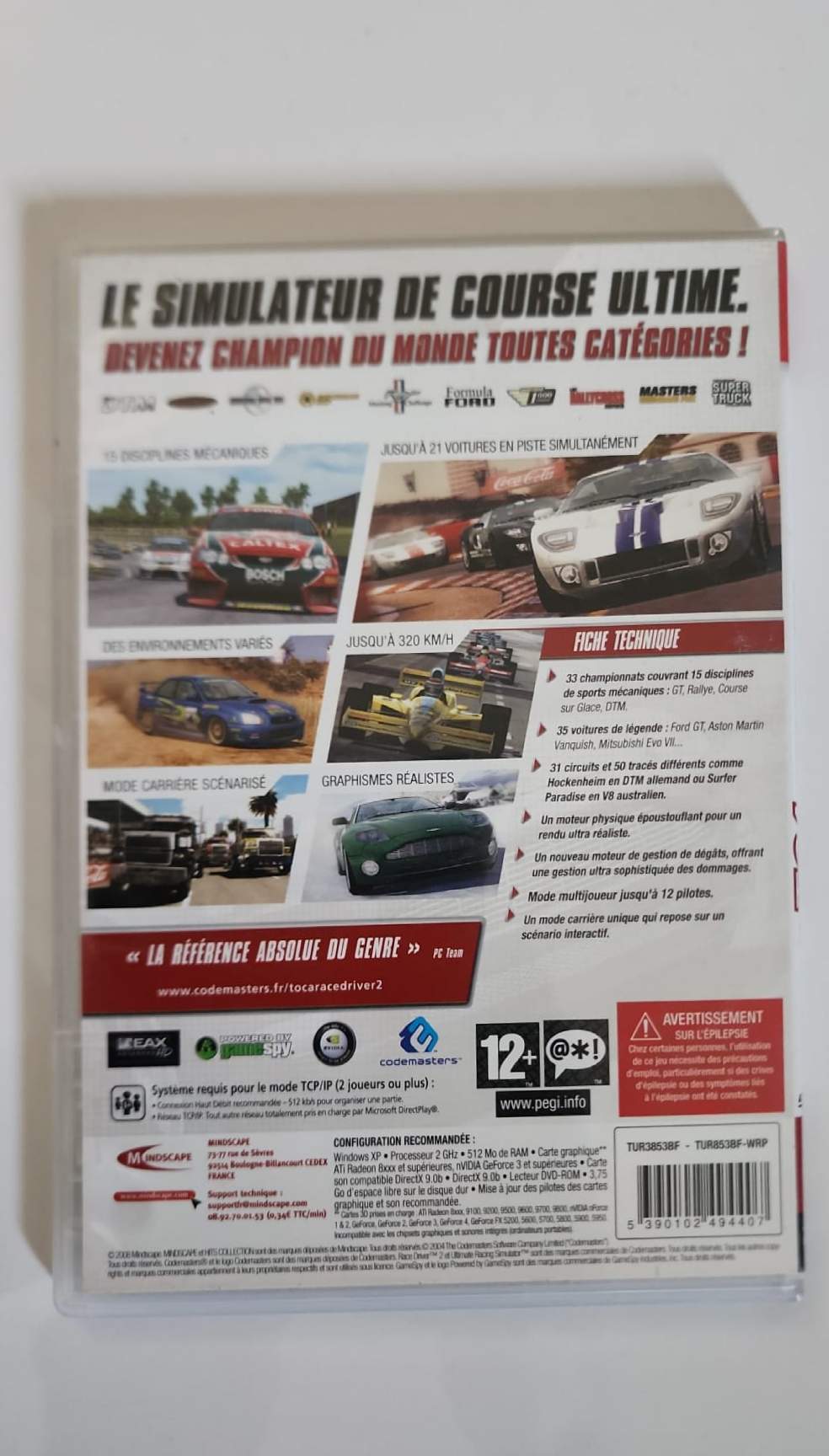 TOCA Race Driver 2 – Jeu PC DVD-ROM – Simulation Course Automobile – Codemasters – Windows