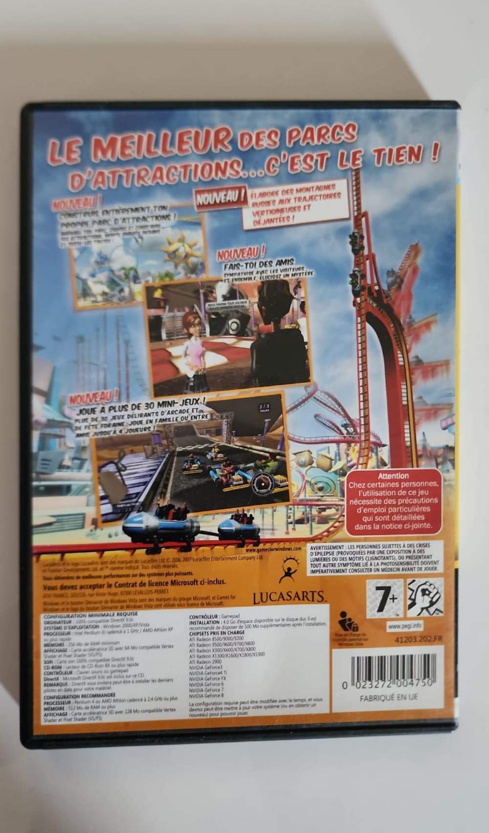 Thrillville : Le Parc en Folie – Jeu PC CD-ROM – Simulation Parc d'Attractions – LucasArts – Version Française