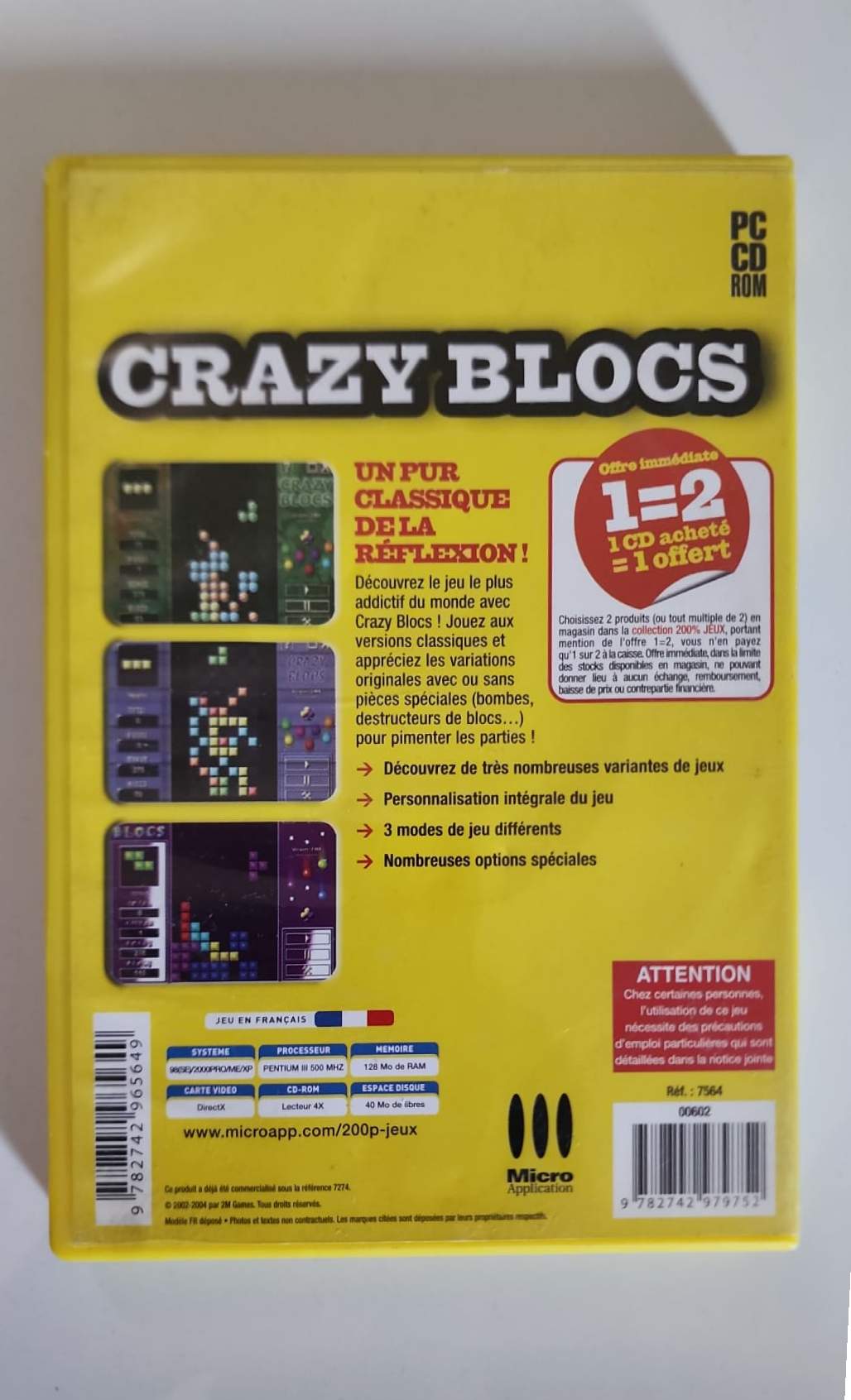 Crazy Blocs – Jeu PC CD-ROM – Puzzle Réflexion Addictif – 3 Modes de Jeu – Micro Application – Windows