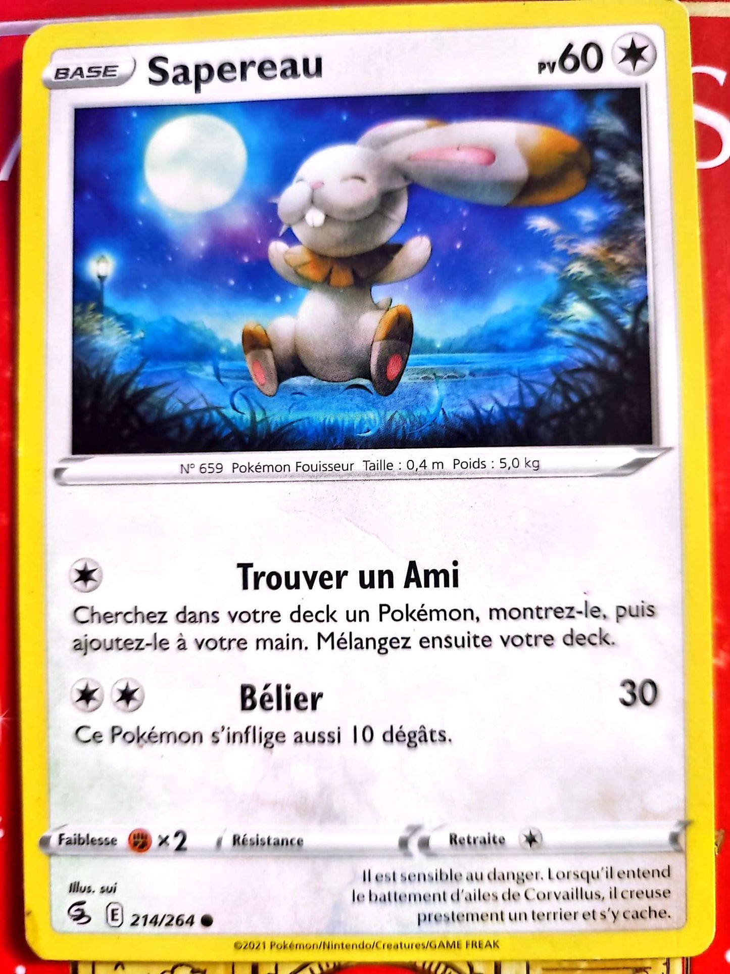 Carte Pokémon Sapereau 214/264 – Épée et Bouclier – Carte Officielle Française carte pokemon