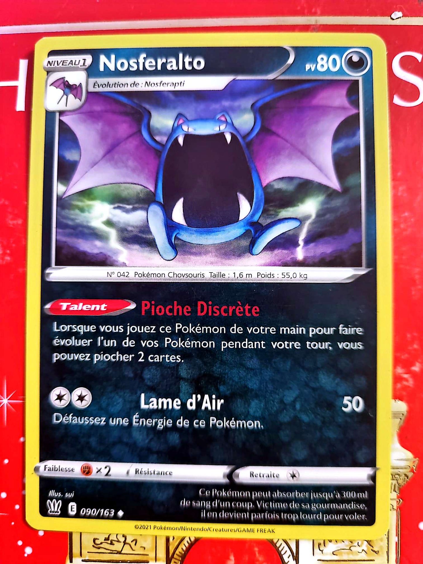 Carte Pokémon Nosferalto 090/163 – Soleil et Lune – Carte Officielle carte pokemon