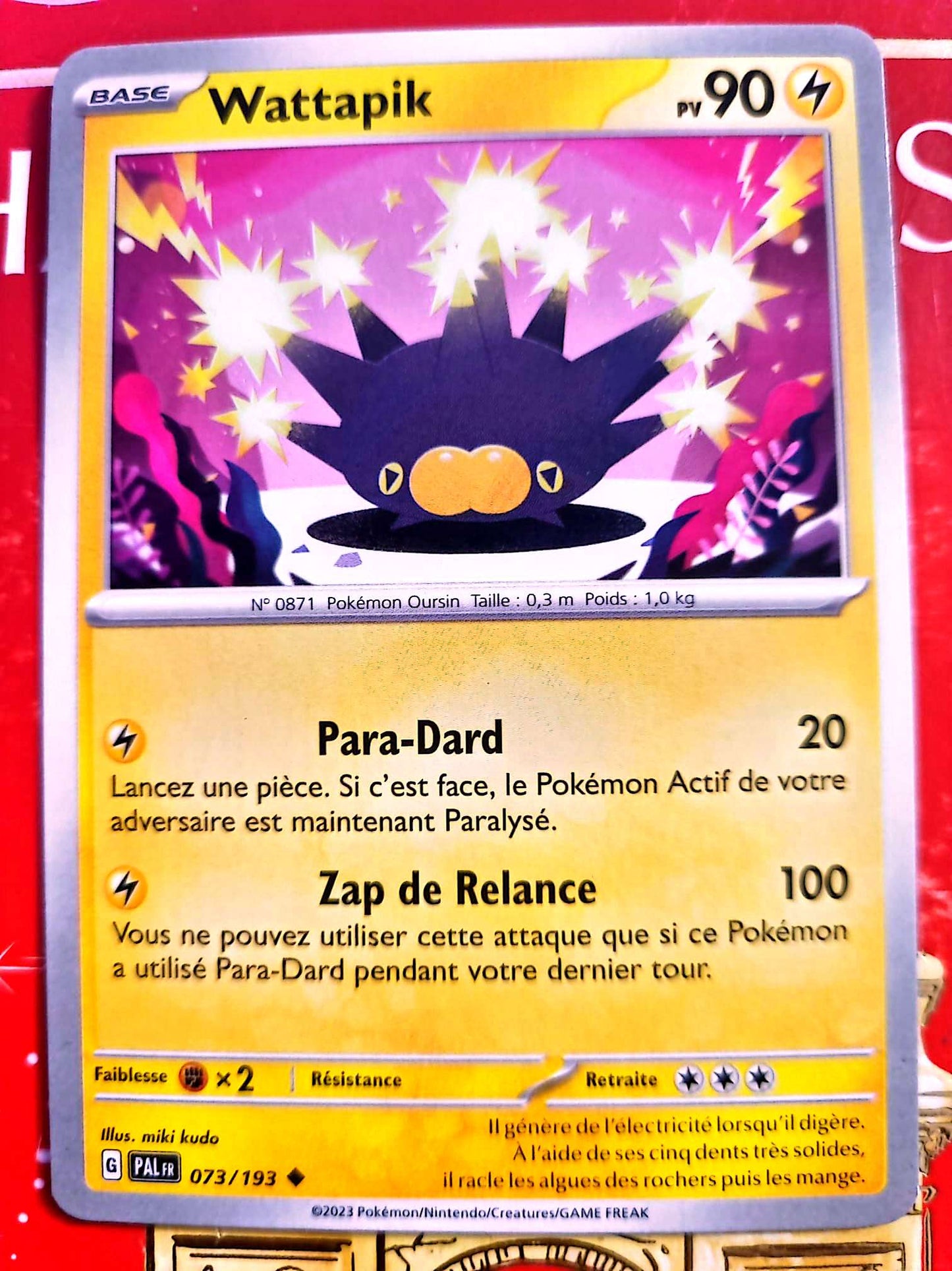 Carte Pokémon Wattapik 073/193 – Écarlate et Violet – Carte Officielle carte pokemon