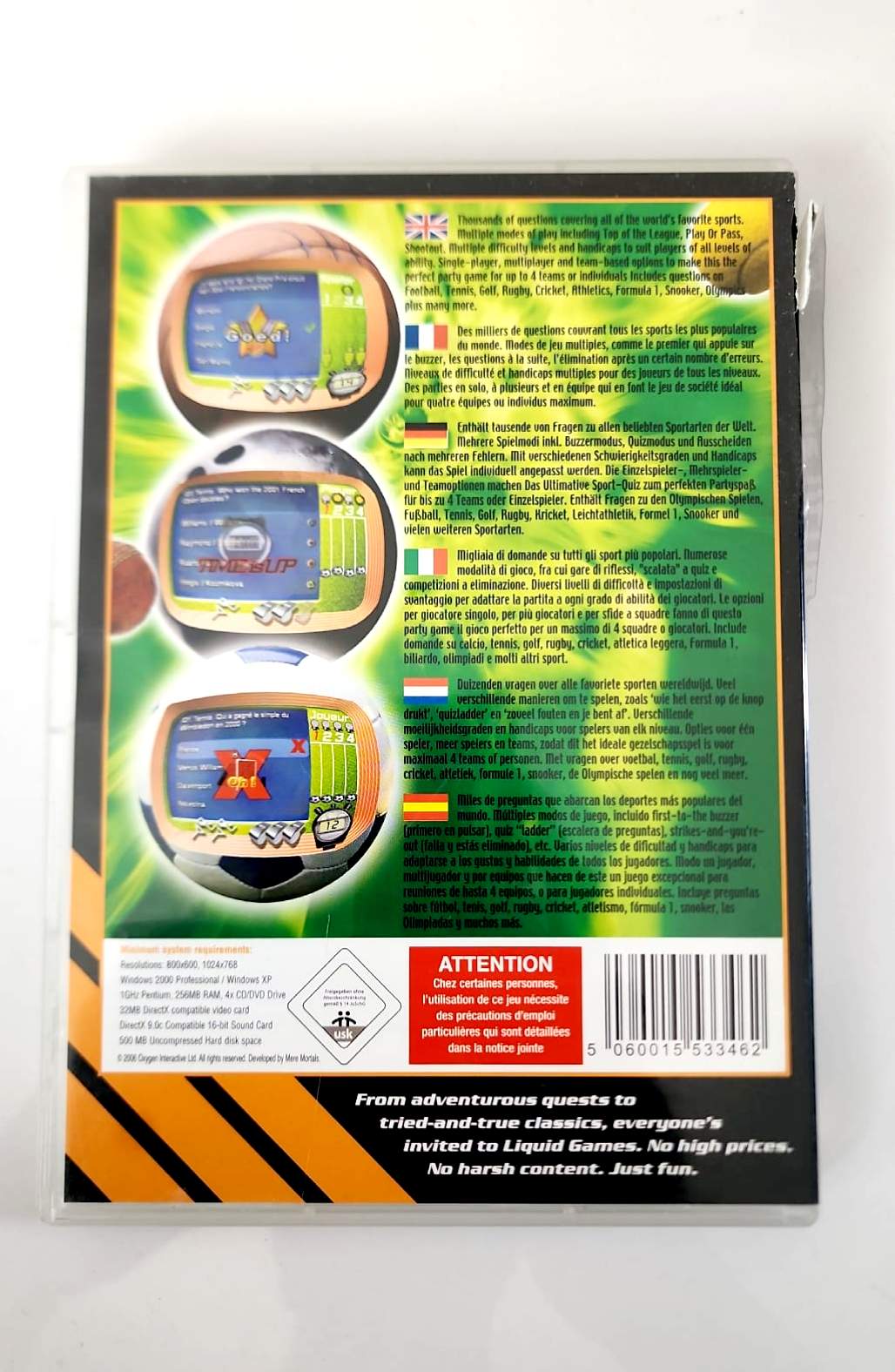 The Ultimate Sports Quiz – PC CD-ROM – Quiz Sportif Multijoueur – Liquid Games – Version Française