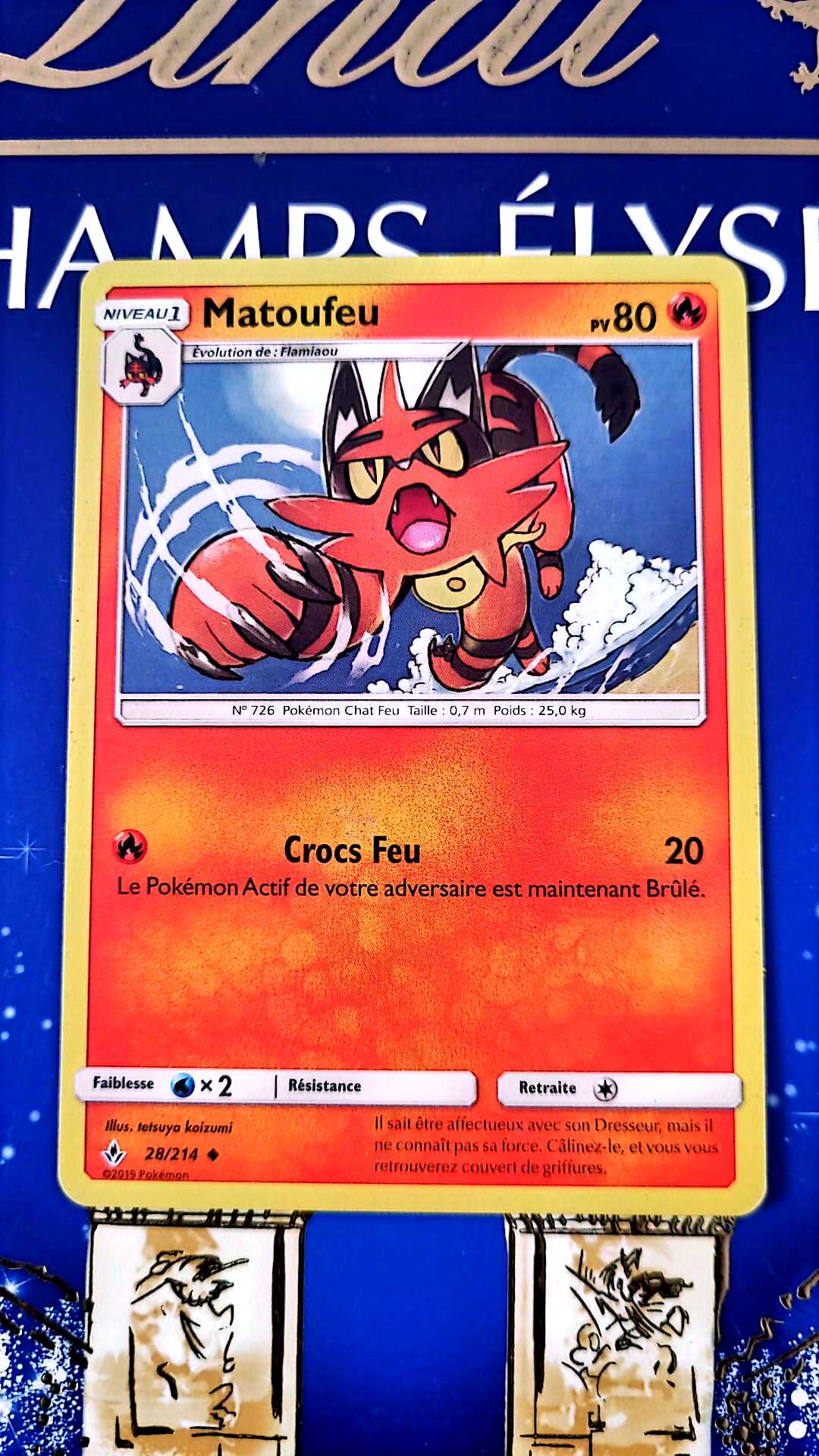 Carte Pokémon Matoufeu – PV 80 – Attaque Croc Feu – Édition Officielle