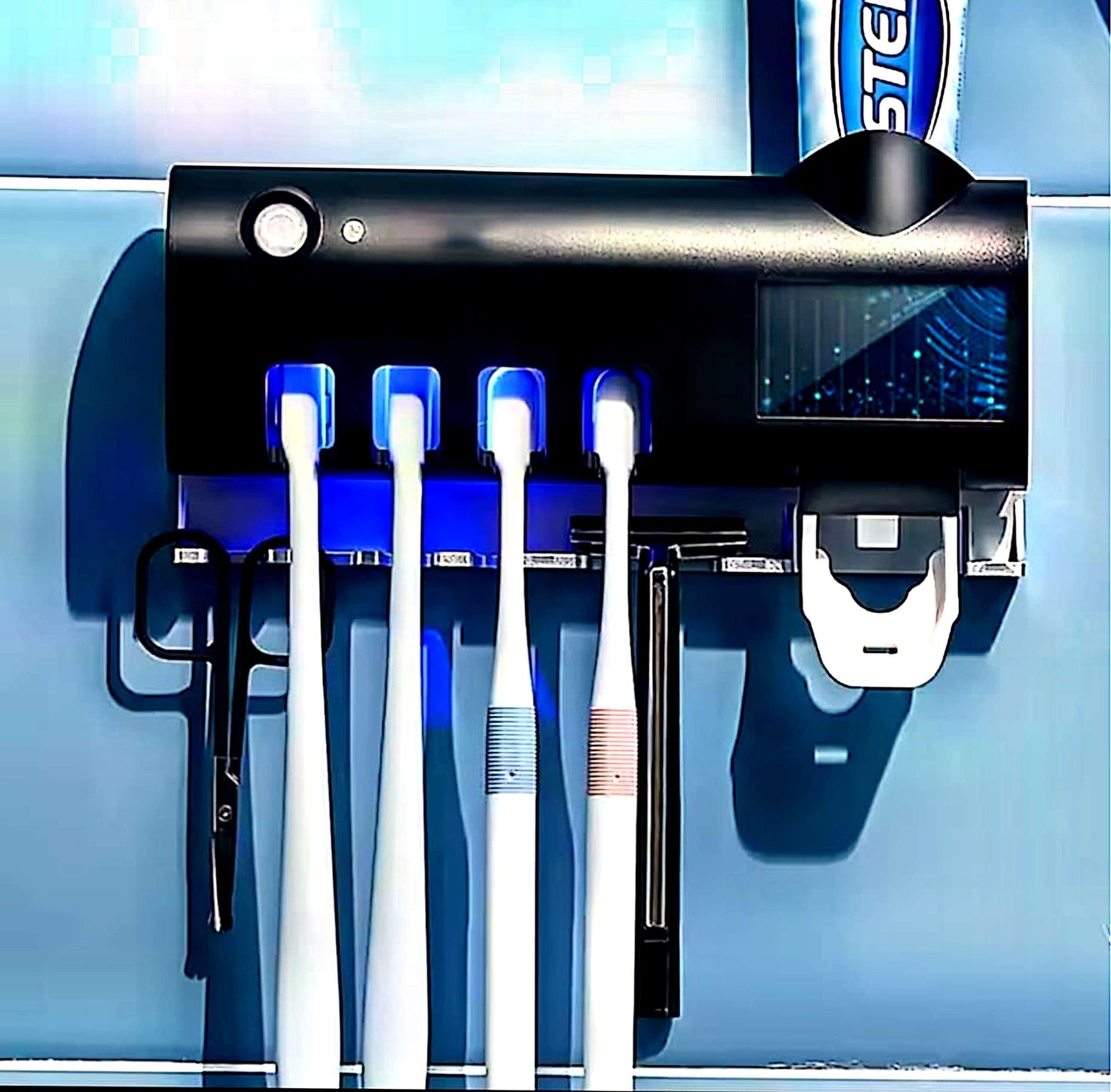 Distributeur automatique de dentifrice mural avec stérilisation UV