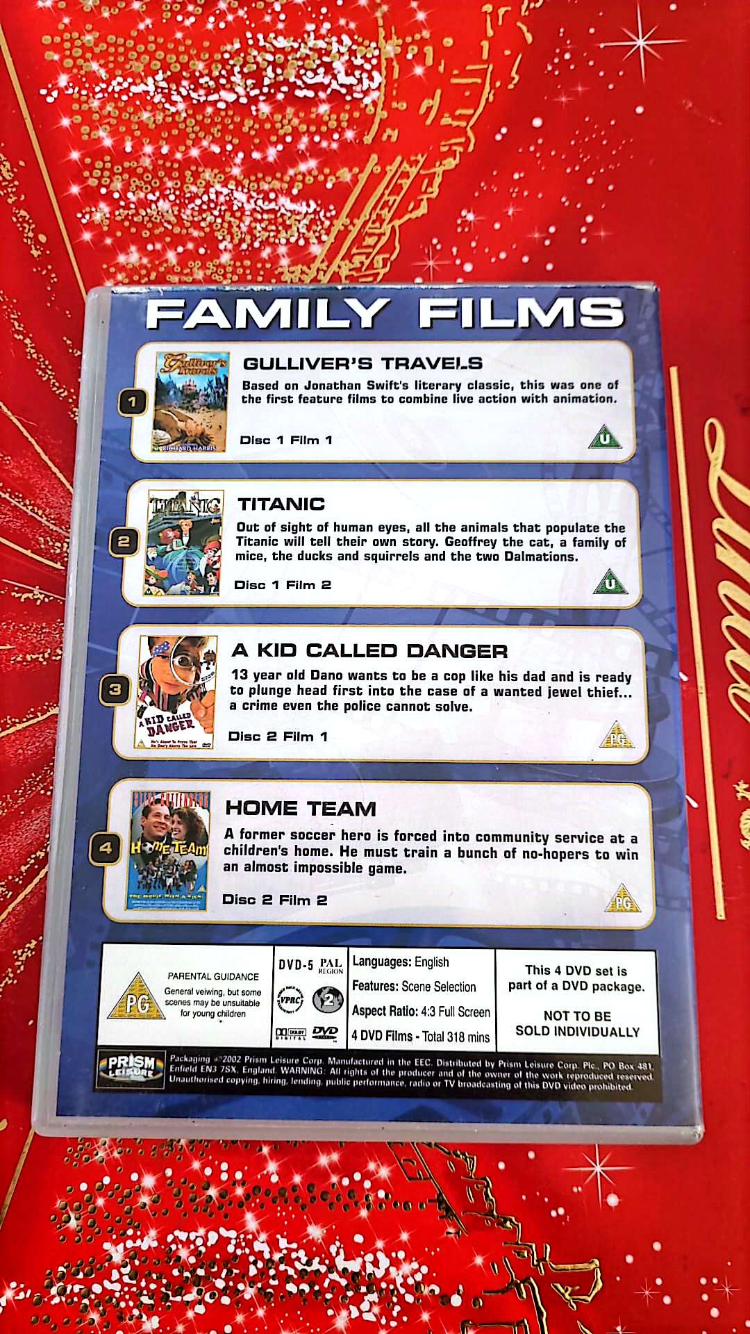 Coffret Dvd 4 Films Les Voyages de Gulliver _ Titanic_A Kid Called Danger_Home Team (4 grands films familiaux sur 2 disques)