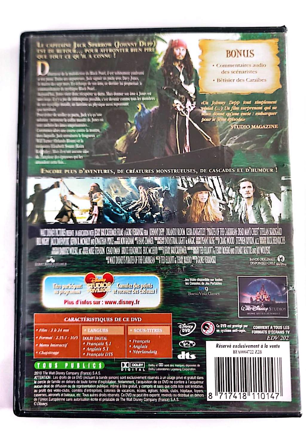 Pirates des Caraïbes : Le Secret du Coffre Maudit – DVD | 2ème Volet | Johnny Depp | Disney | Zone 2