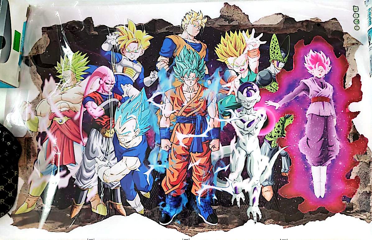 Sticker Mural 3D Guerriers Légendaires 90 x 60 cm – Effet Mur Cassé – Décoration Manga Fantasy pour Chambre Gaming, Bureau et Salon