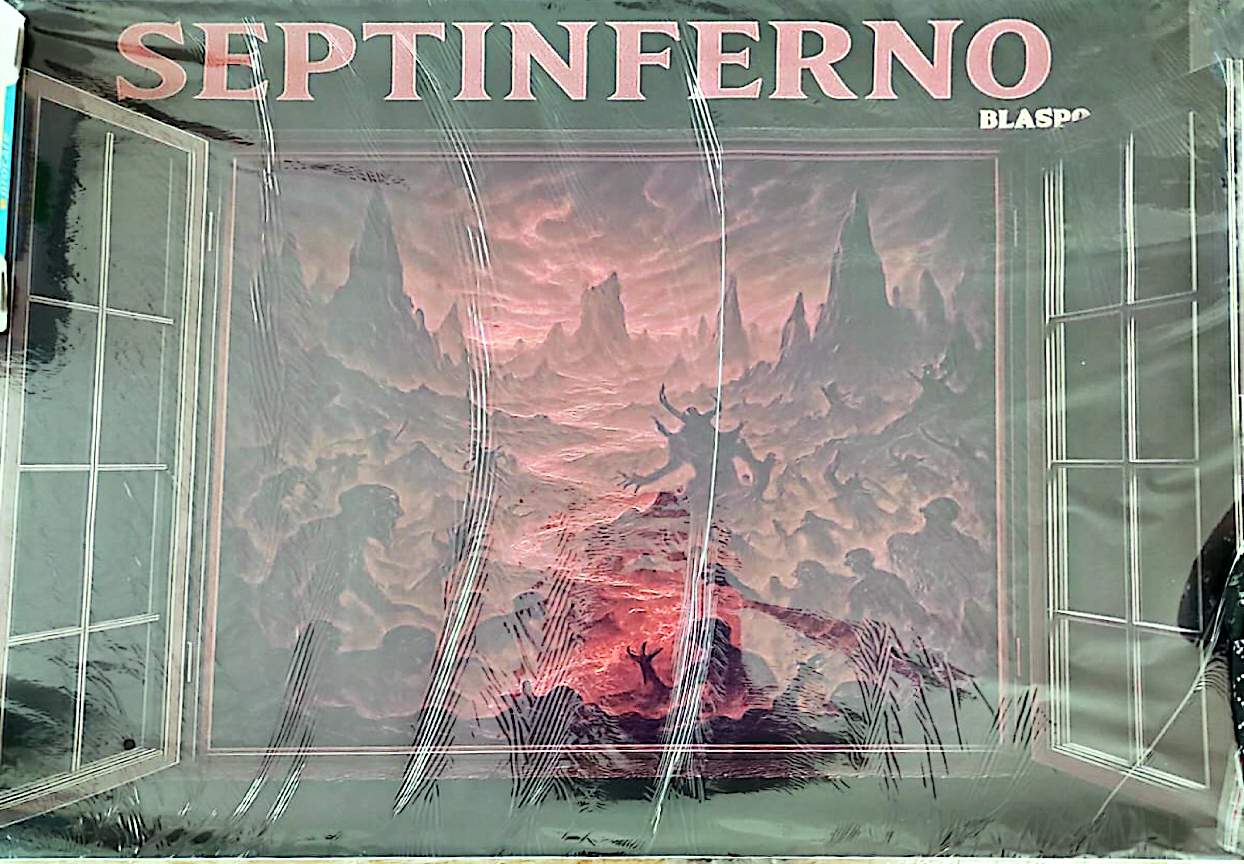 Sticker Mural 3D SEPTINFERNO Blaspo 90 x 60 cm – Fenêtre Ouverte sur les Sept Enfers – Décoration Gothique, Fantasy et Horreur pour Chambre Gaming et Salon