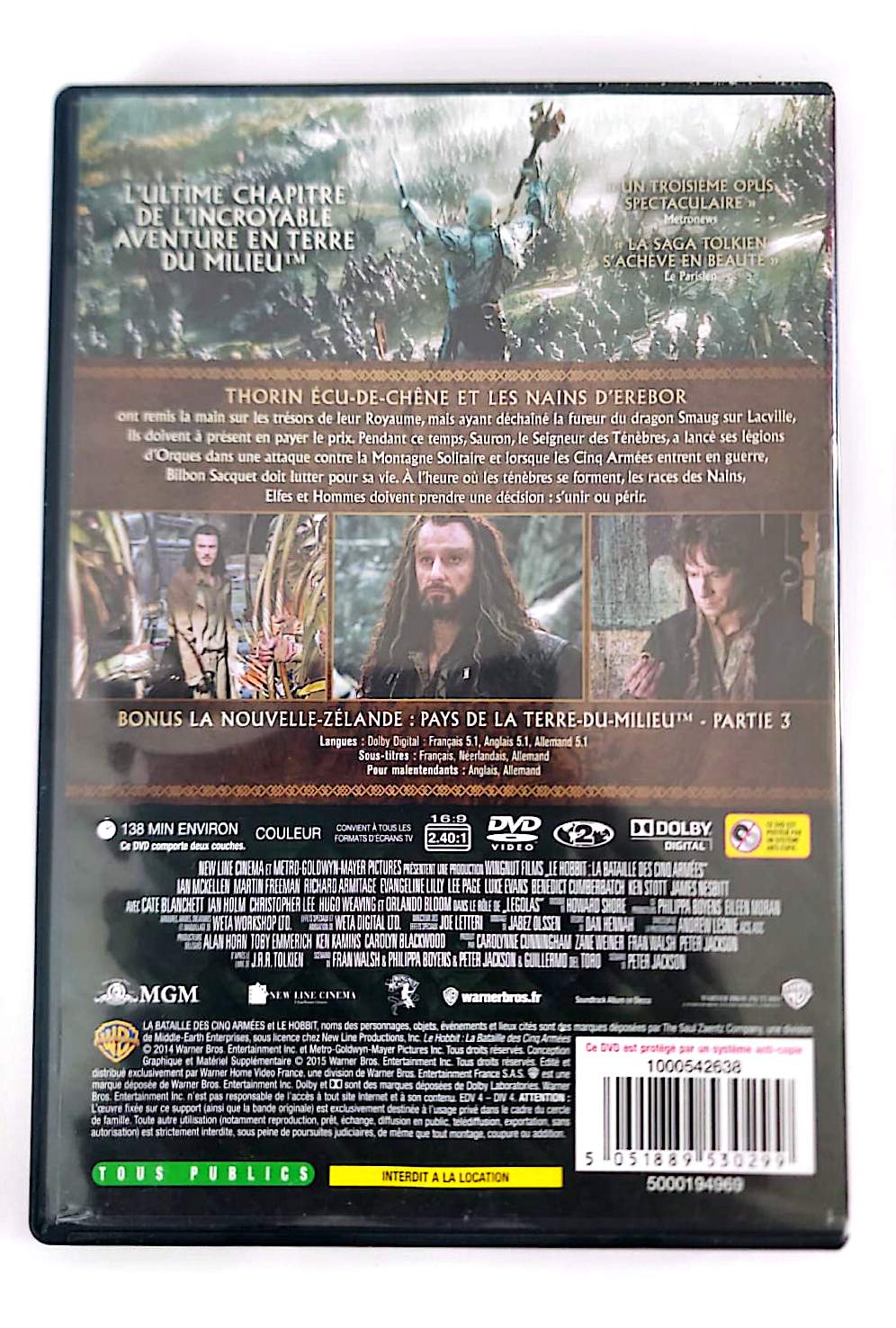 Le Hobbit : La Bataille des Cinq Armées – DVD | Peter Jackson | Version Française | Occasion Bon État