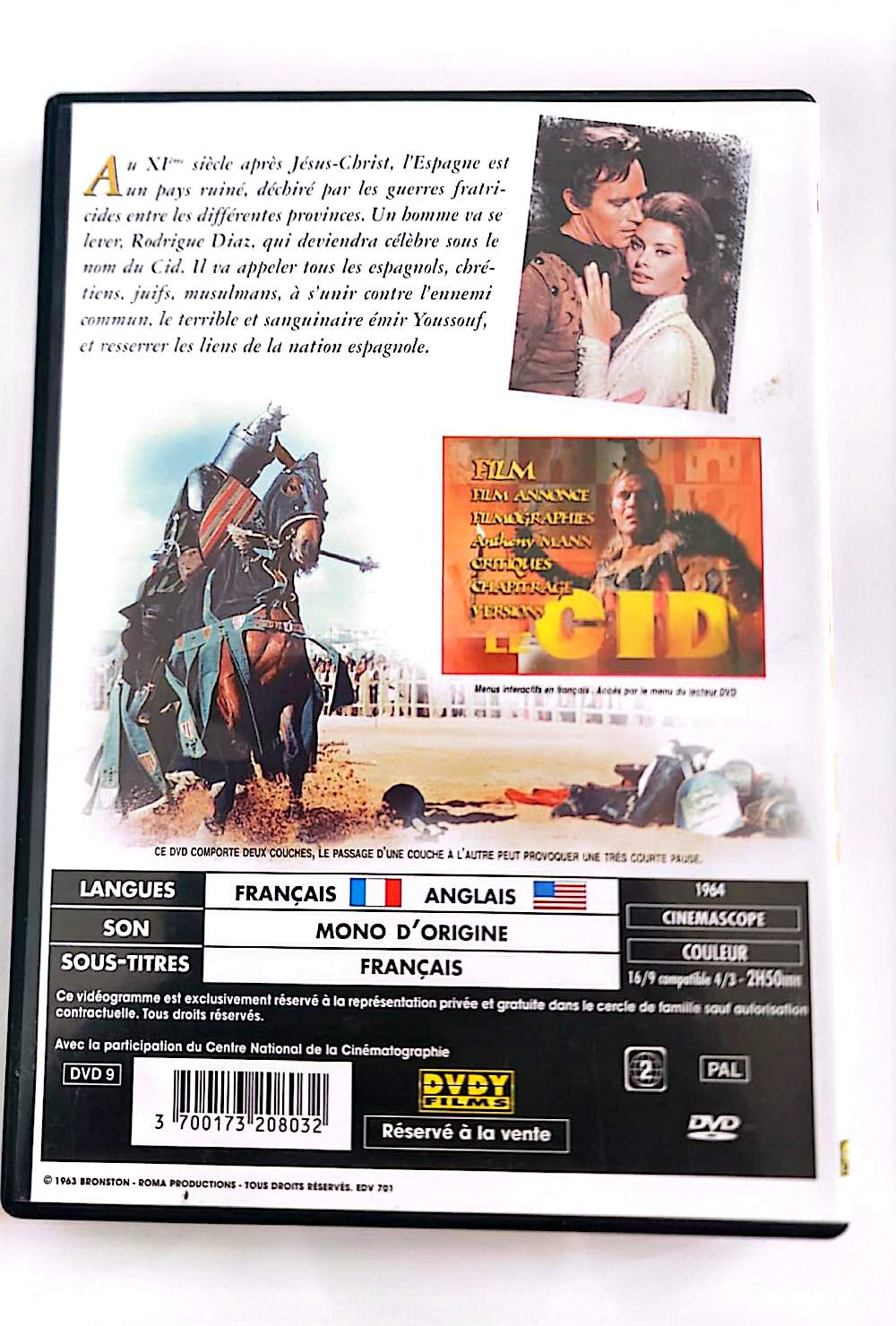Le Cid – DVD | Charlton Heston, Sophia Loren | Anthony Mann | Film Historique | Occasion Bon État