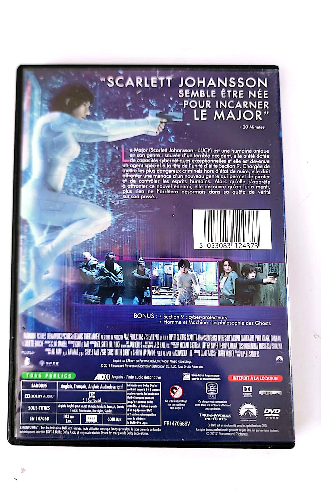 Ghost in the Shell DVD – Scarlett Johansson – Science-Fiction Action – Zone 2 VF
