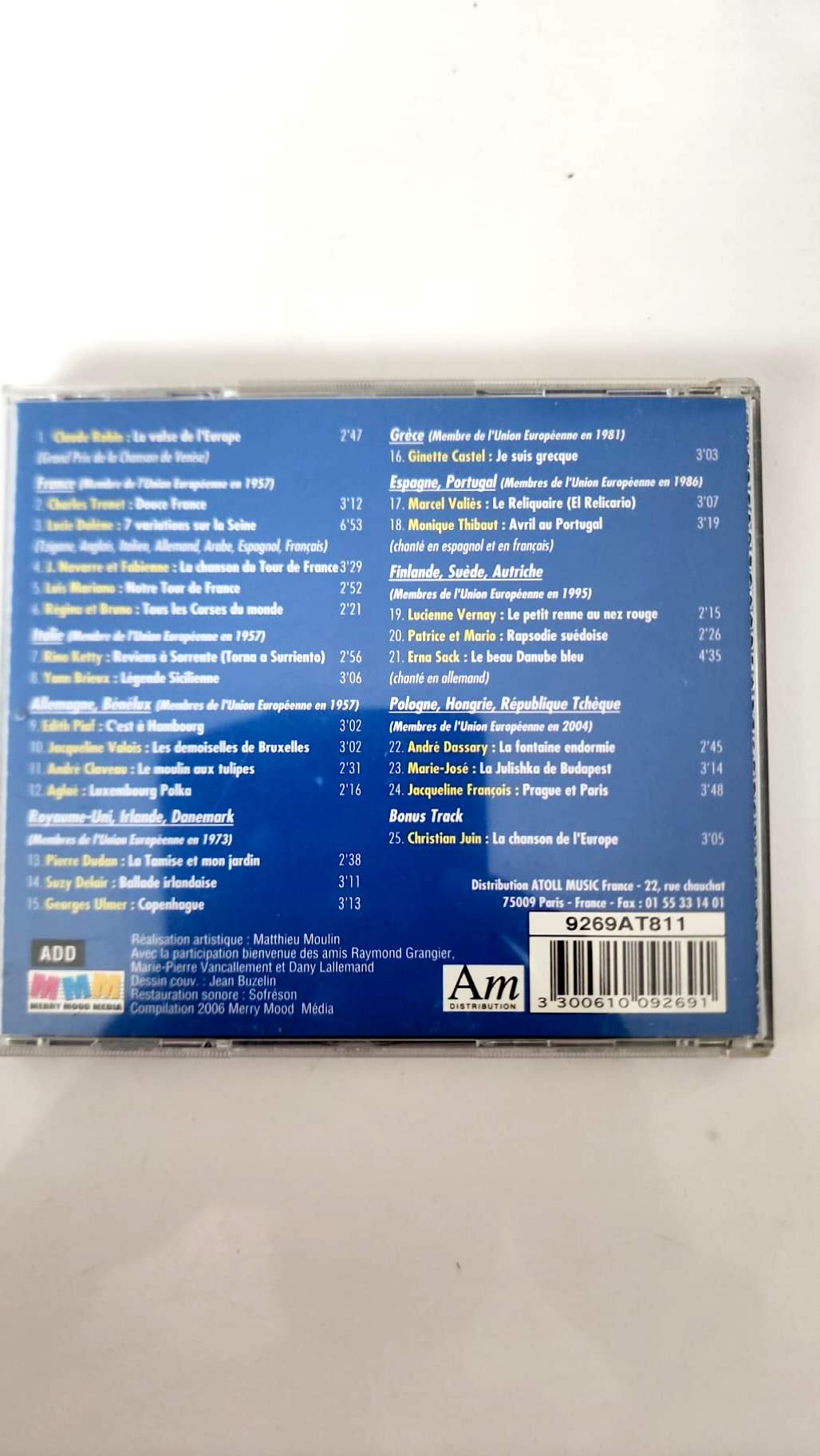 Chansons de l’Europe, CD, face avant