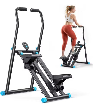 Stepper Vertical Pliable Fitness à Domicile avec Écran LCD – Appareil Cardio Musculation Jambes Bras et Abdominaux