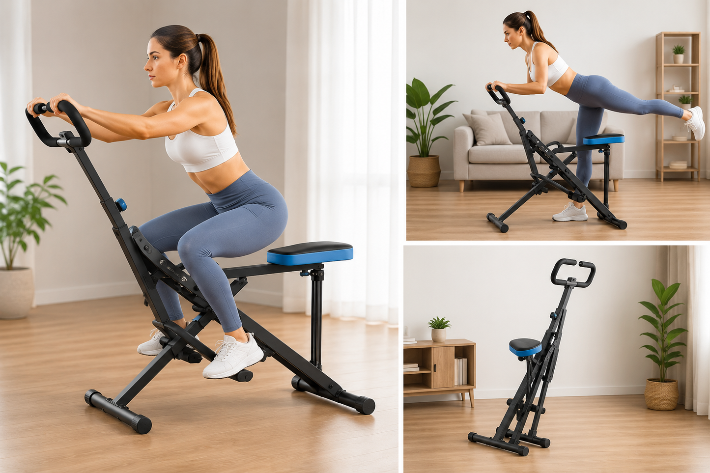 Appareil de Squat Pliable Multifonction Fitness Maison Siège Réglable Renforcement Jambes Fessiers Cardio Entraînement à Domicile