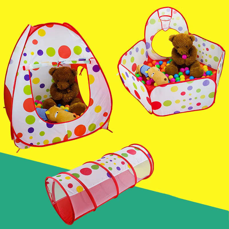 Tente Enfant 3 en 1 – Tunnel Pliable et Piscine à Balles Intérieur/Extérieur