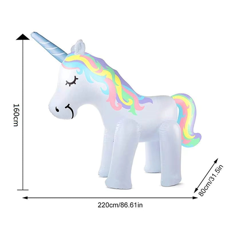 Licorne Gonflable Géante 220 x 80 x 160 cm pour Piscine – Fontaine Pulvérisateur d'Eau – Flotteur XXL – Jouet Gonflable Été Enfant & Adulte – PVC Résistant