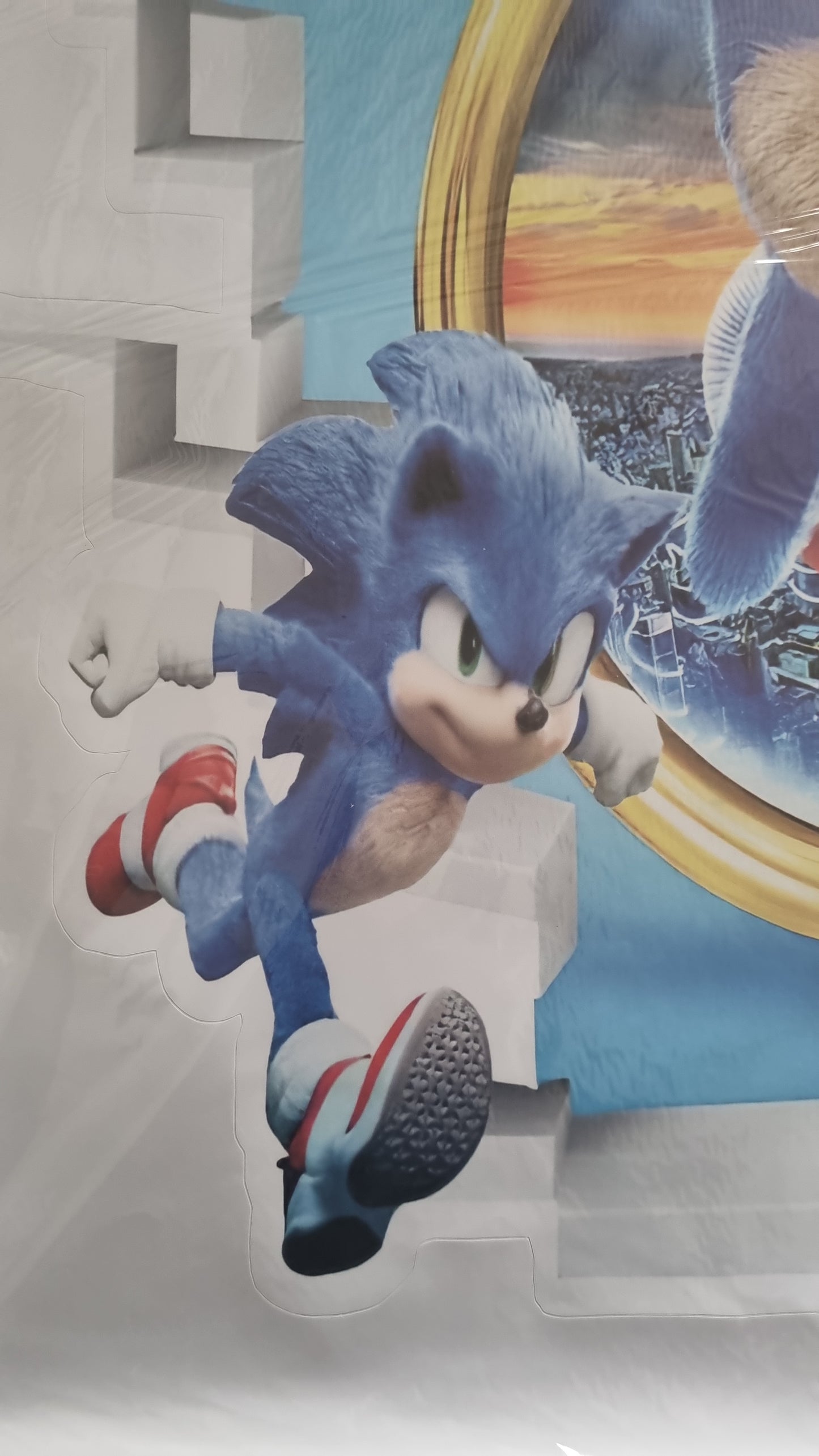 Stickers muraux Sonic le Hérisson – Grand format 90x60 cm – Décoration murale gaming, enfant, chambre garçon – Style 3D, effet fenêtre – Héros jeu vidéo – 8
