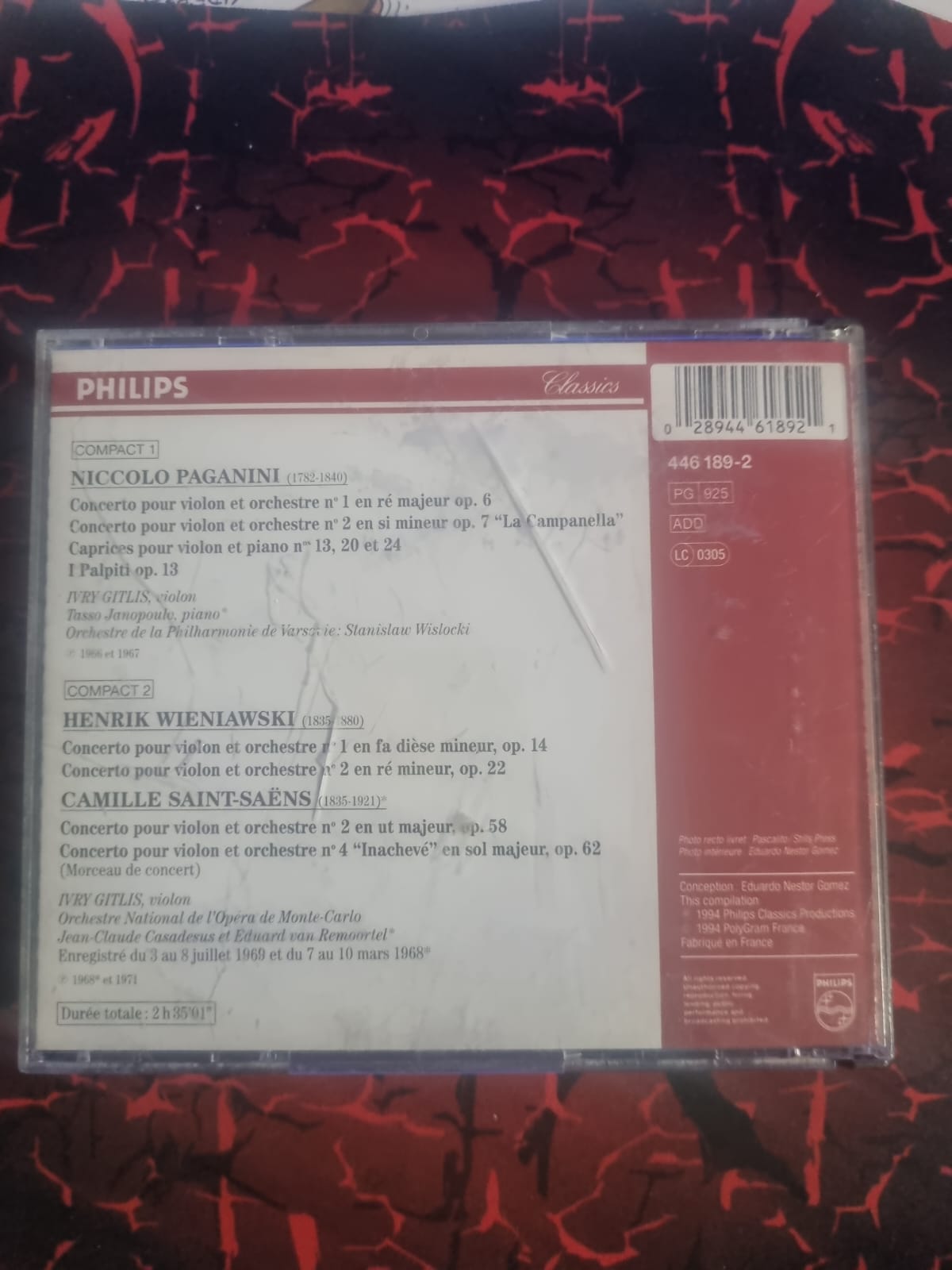 Ivry Gitlis – L’Homme au Violon (Paganini, Wieniawski, Saint-Saëns) – 2 CD Classique – Philips