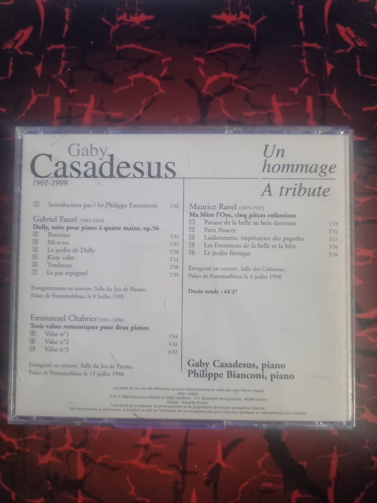 Gaby Casadesus – Un Hommage (Fauré, Chabrier, Ravel) avec Philippe Bianconi – CD Classique