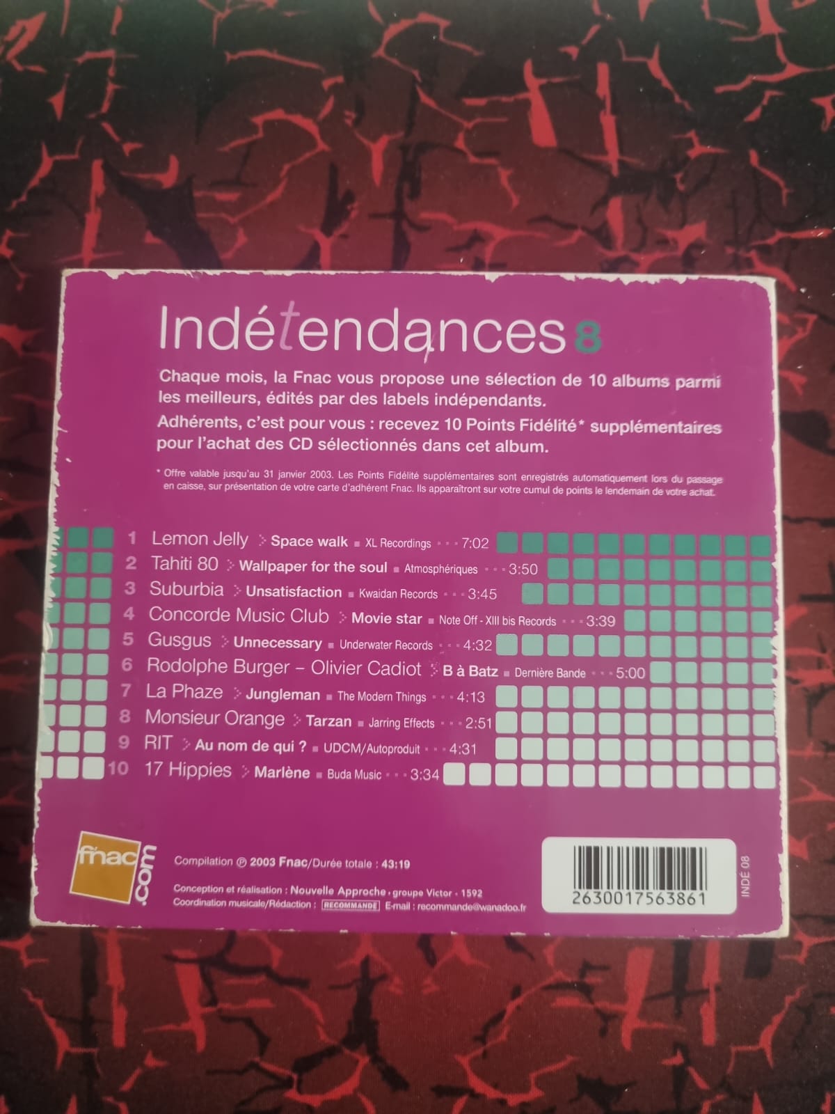 Indétendances 8 – Janvier 2003 – Compilation Officielle Fnac – Lemon Jelly, Tahiti 80, GusGus