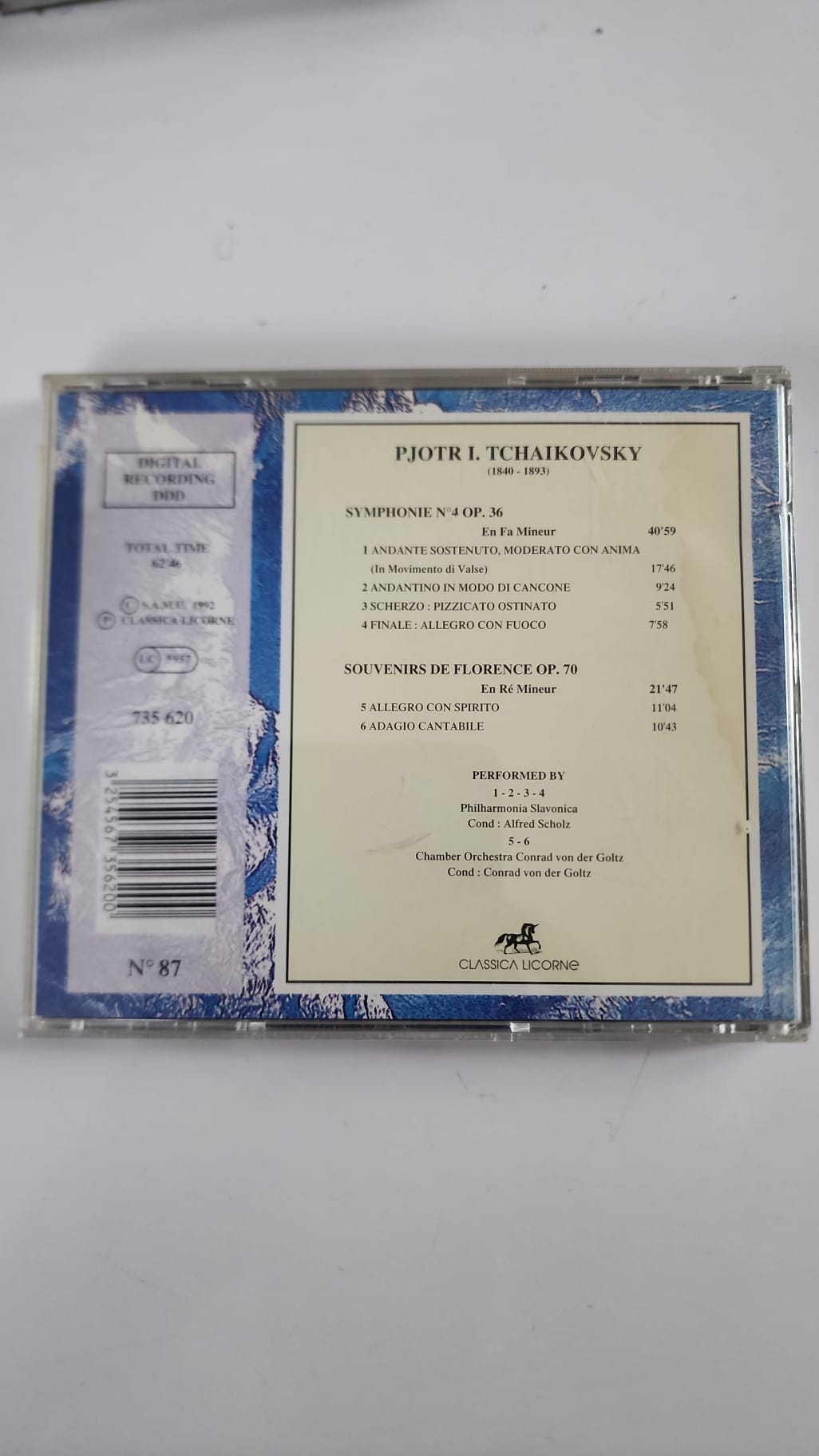 Tchaïkovski – Symphonie n° 4 et Souvenirs de Florence – CD Classica Licorne