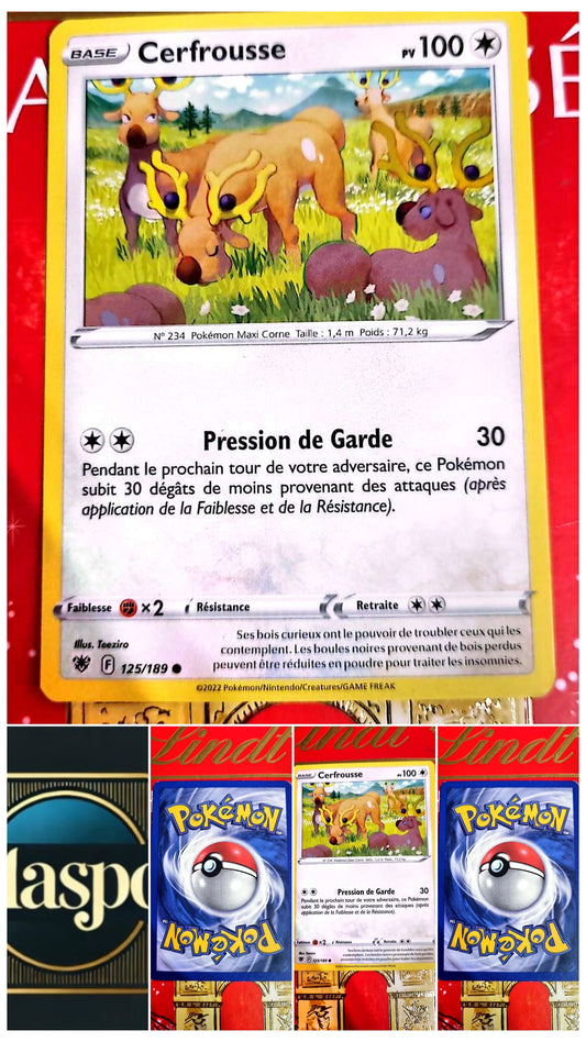 Carte Pokémon – Cerfrousse – 100 PV – Attaques Pression et Onde de Garde