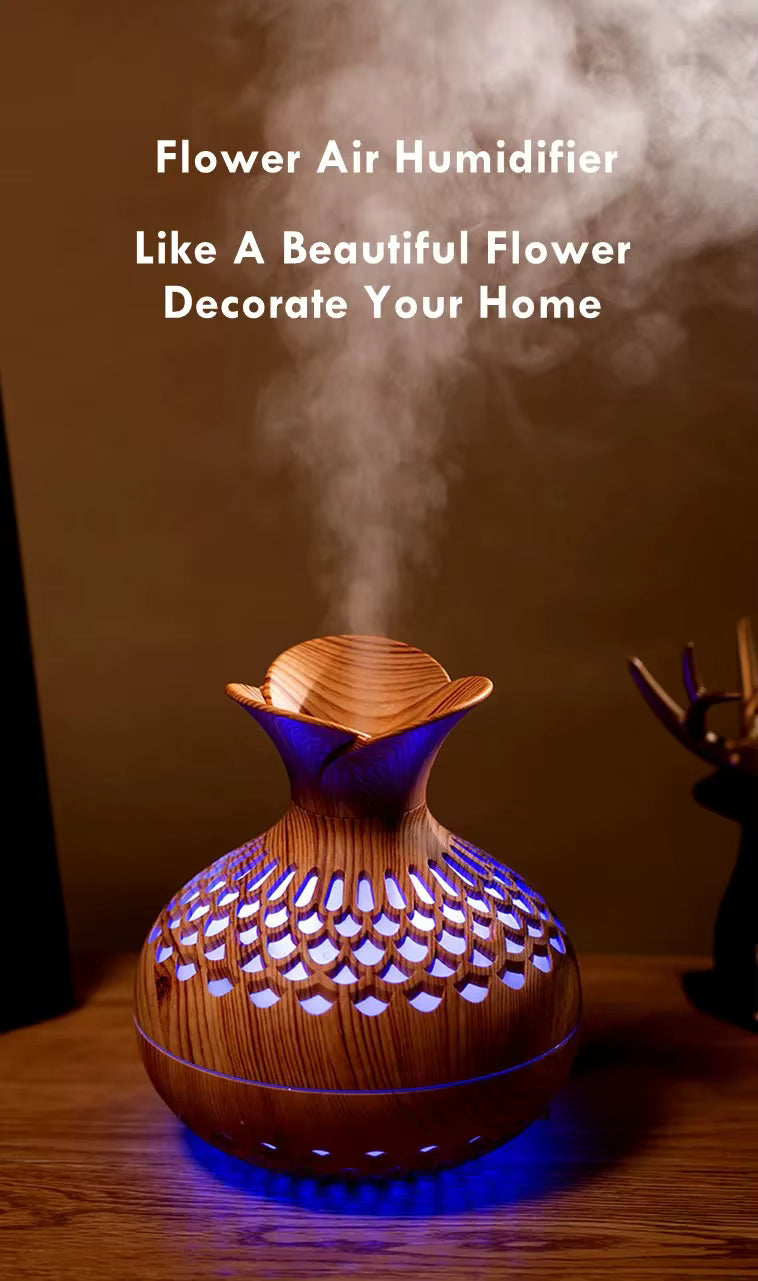 Humidificateur d’Air 300 ml Effet Bois – Diffuseur d’Arômes USB pour Maison et Bureau