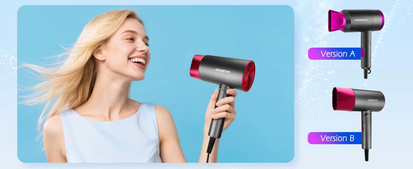 Sèche-cheveux Professionnel 1800W – 3 Températures, 2 Vitesses, Air Froid, Pliable, Léger, Idéal Voyage et Usage Quotidien