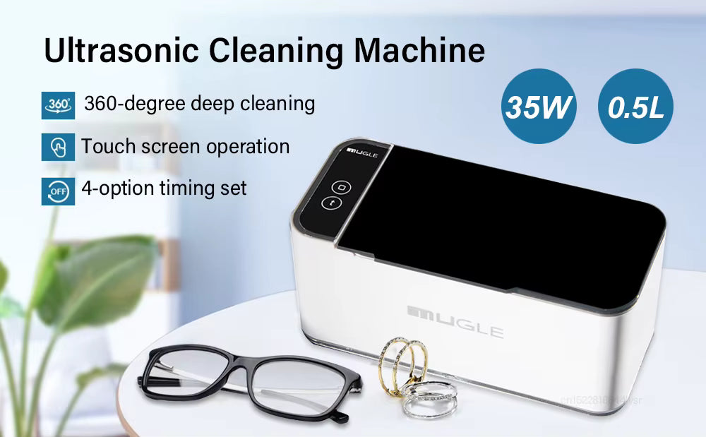 Nettoyeur à ultrasons 46KHz compact – Machine de nettoyage pour bijoux, lunettes, montres, appareil haute fréquence design moderne