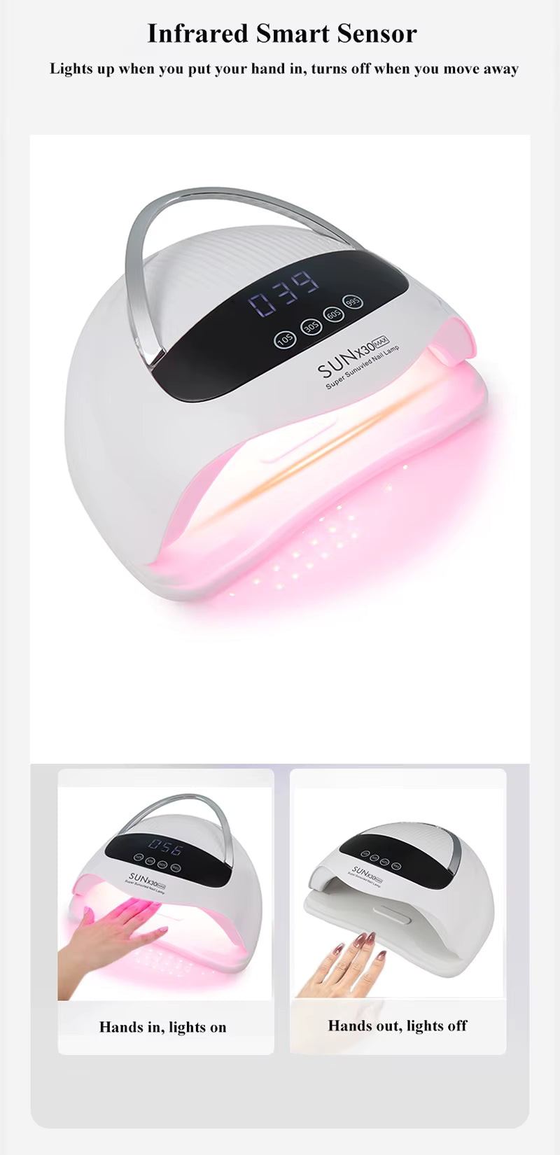 Lampe UV LED SUN X29MAX 90 LEDs pour Ongles – Sèche Vernis Gel Professionnel avec Écran LCD – Lampe Manucure Nail Art EU Plug