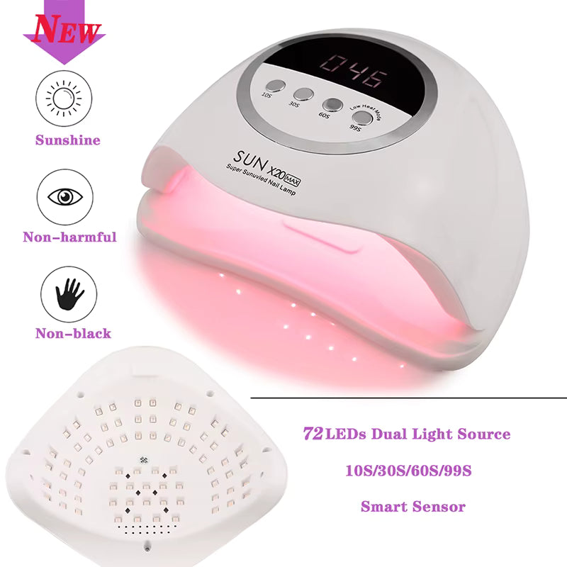 Lampe UV LED SUN X20MAX 72 LEDs pour Ongles – Sèche Vernis Gel Professionnel avec Écran LCD et Minuterie