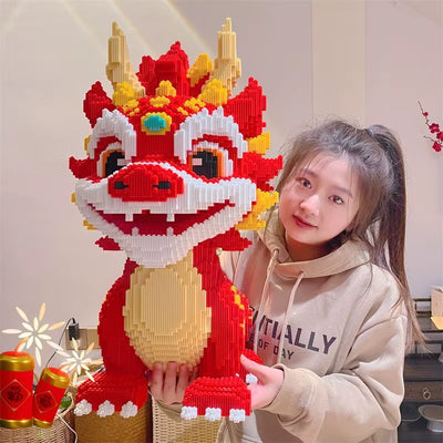 Figurine dragon blocs de construction – Modèle 3D à assembler – Jeu créatif enfants & adultes – Compatible briques