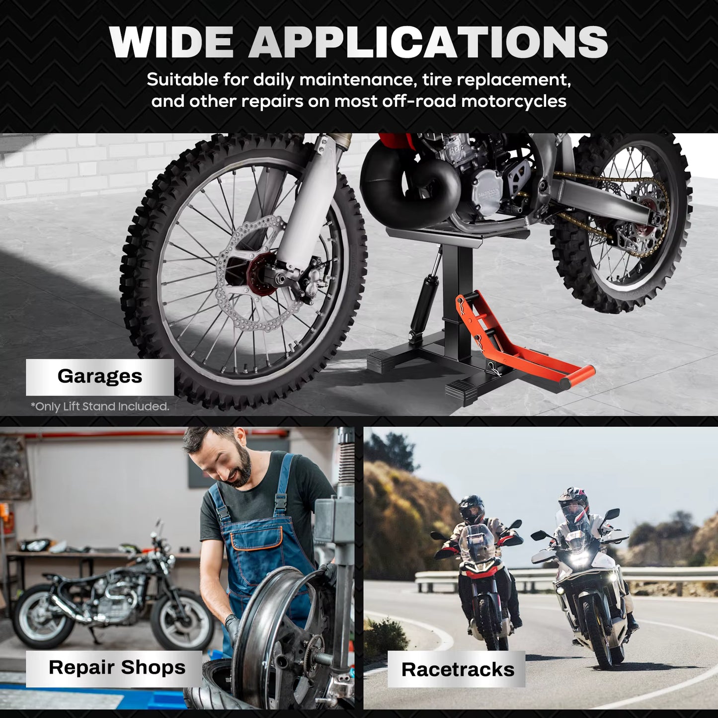 Support de levage moto hydraulique réglable