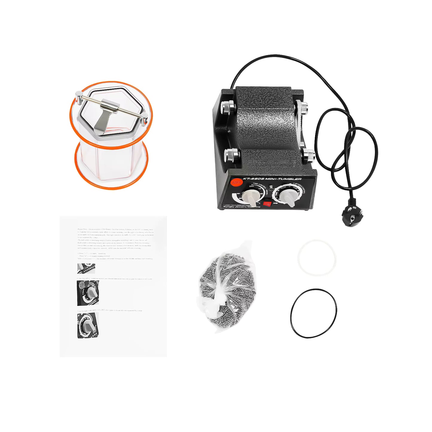 Polisseuse électrique 5 vitesses 60W – Machine à polir rotative pour bijoux, pierres, métaux – Polissage automatique avec tambour 3KG