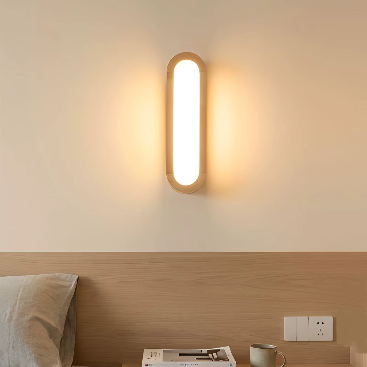 Applique Murale LED 12W Bois Naturel Blanc Chaud 3000K Éclairage Intérieur Moderne Salon Chambre Couloir Escalier