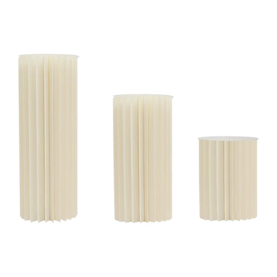 Support décoratif rond pliable blanc (lot de 3) – Socle colonne pour fleurs, mariage, anniversaire, décoration événementielle