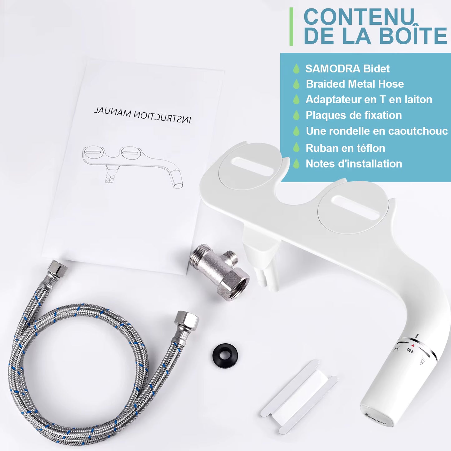Pulvérisateur de Bidet WC Double Buse – Douche Hygiénique Non Électrique